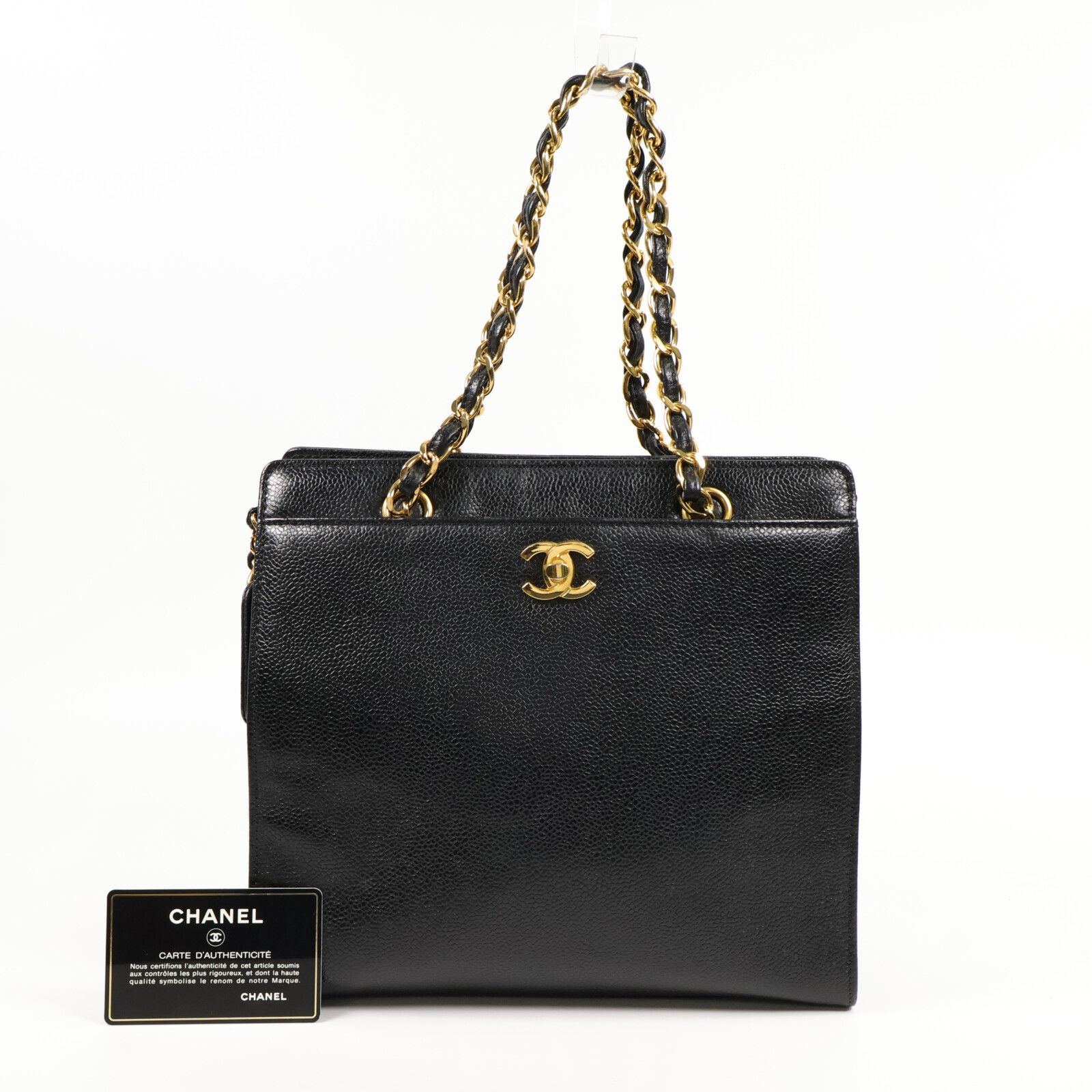 Vintage CC Caviar Chain Turn Lock Tote w/GHW — view 10