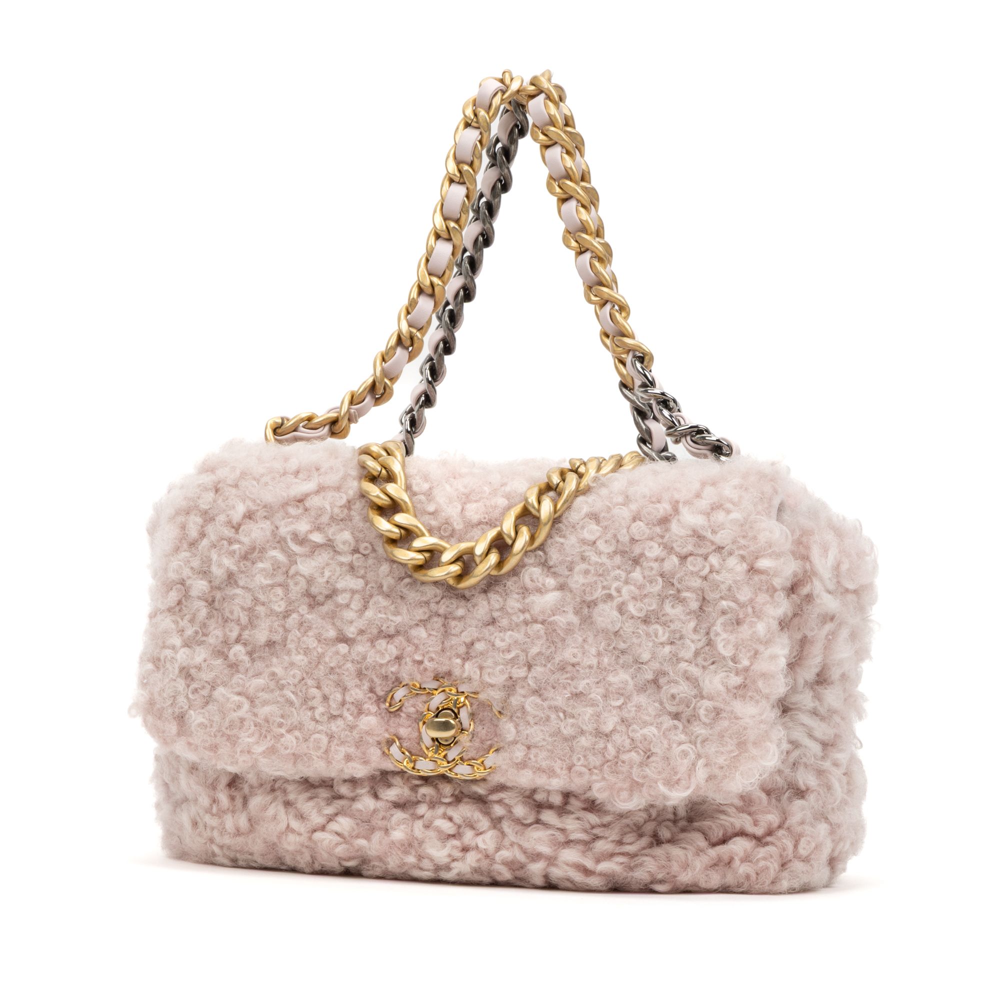 Shearling 19 Flap  Pink Shearling Canvas — view 3