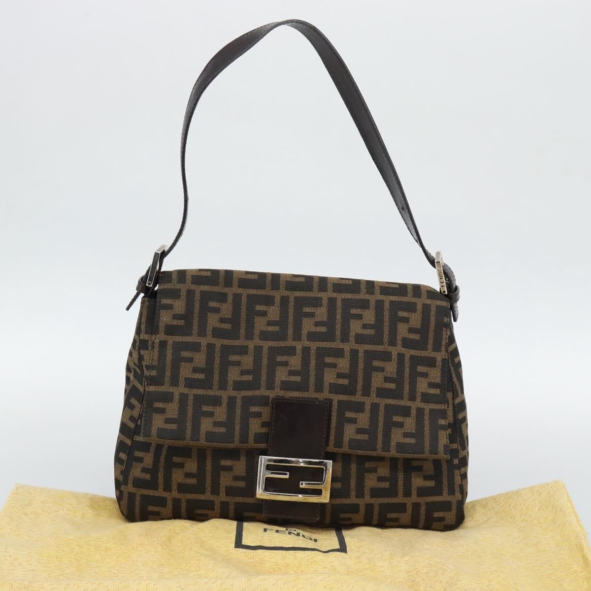 Mama Baguette Shoulder Bag Brown Silver Auth, Brown — view 12