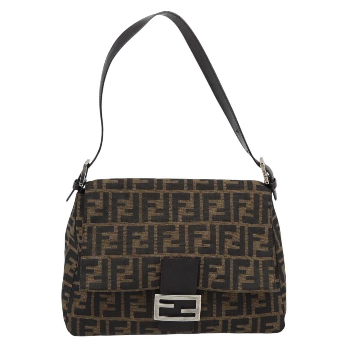 Mama Baguette Shoulder Bag Brown Silver Auth, Brown — view 13