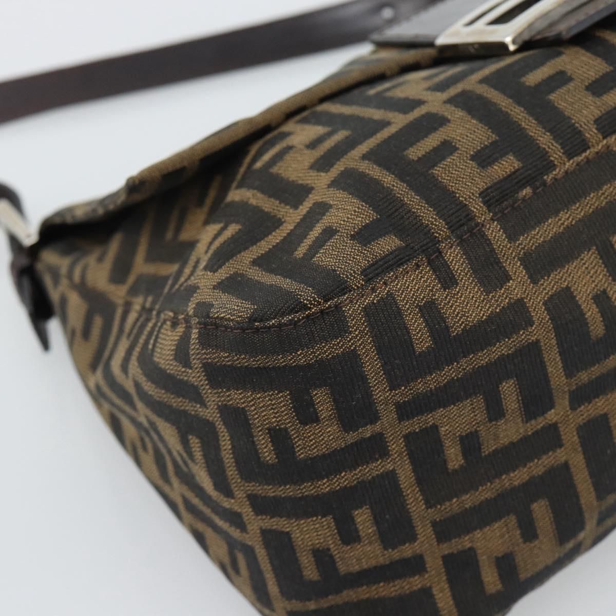 Mama Baguette Shoulder Bag Brown Silver Auth, Brown — view 14