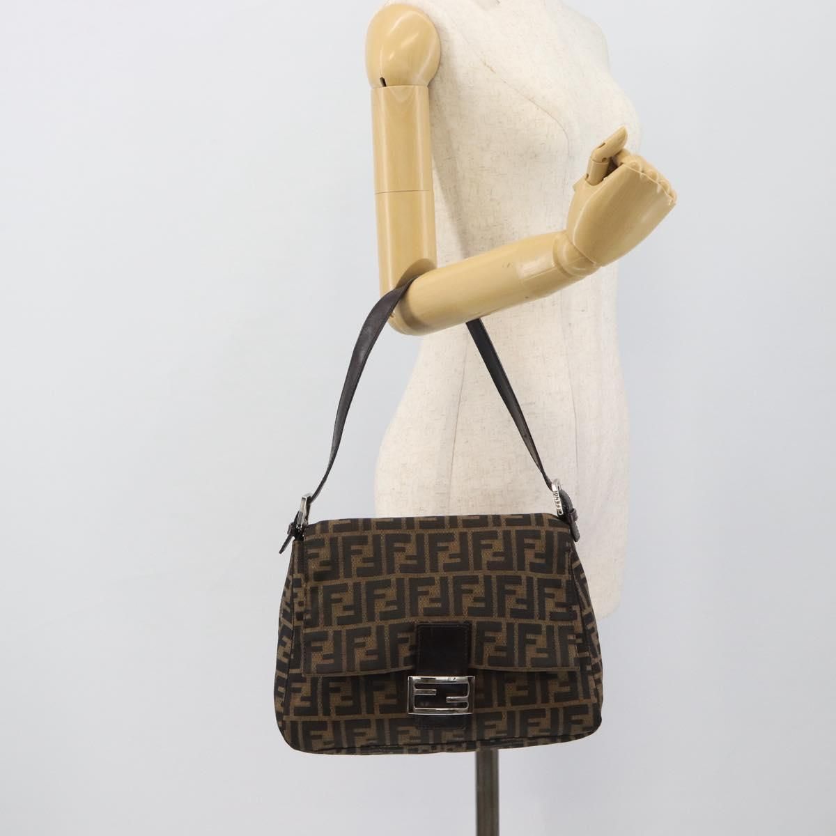 Mama Baguette Shoulder Bag Brown Silver Auth, Brown — view 23
