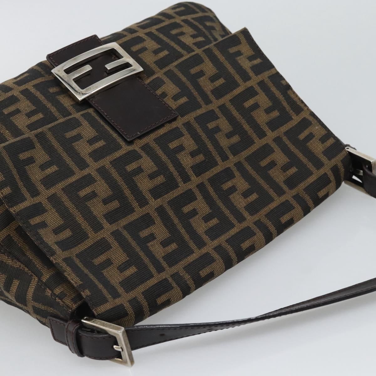 Mama Baguette Shoulder Bag Brown Silver Auth, Brown — view 6