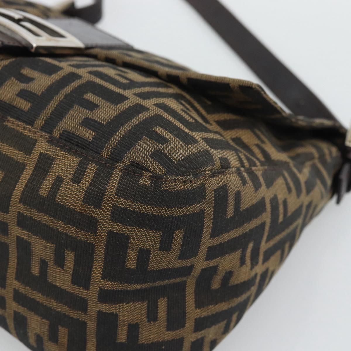 Mama Baguette Shoulder Bag Brown Silver Auth, Brown — view 9