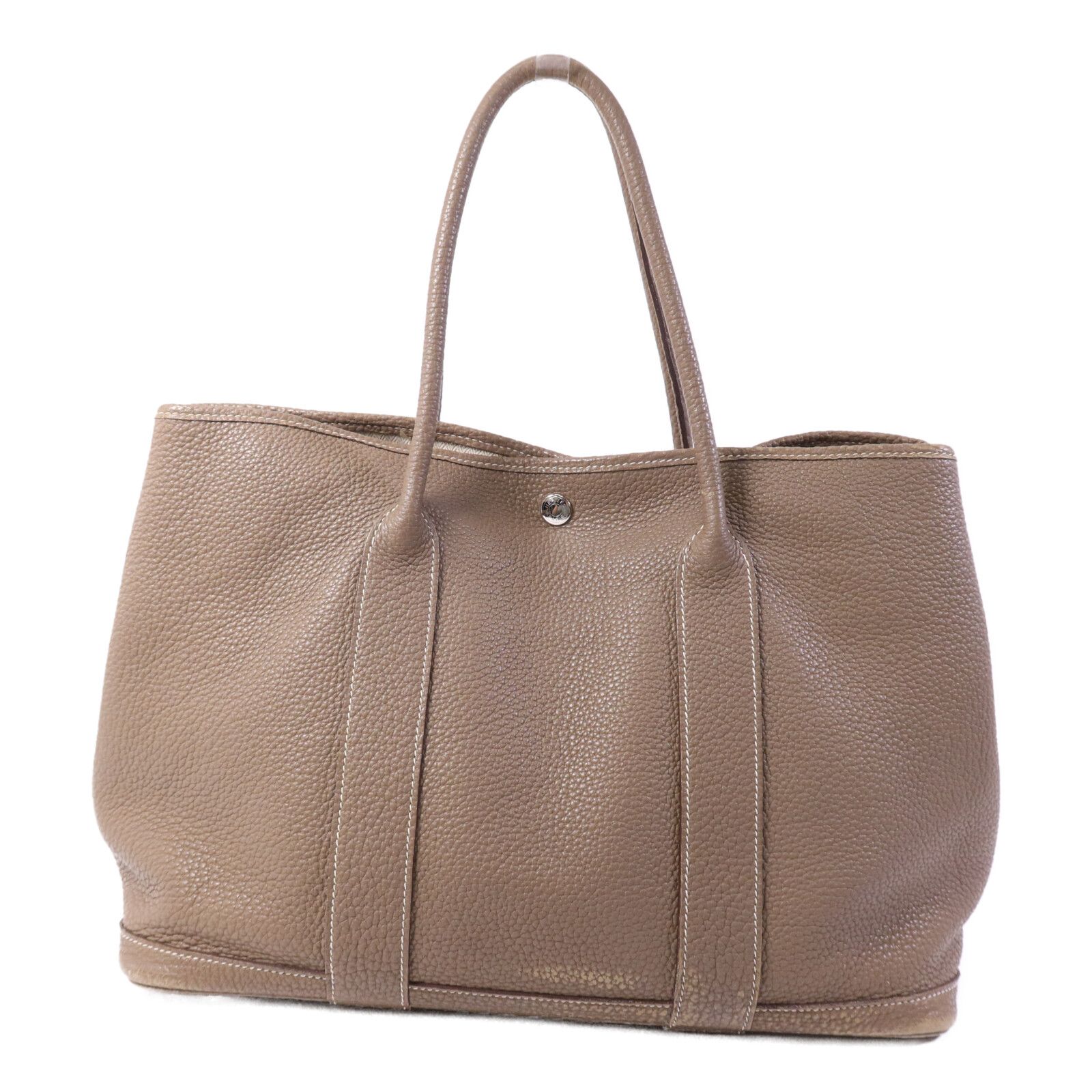 Clemence Leather Garden Party Pm Handmade Bag Etoupe Tote Grey Gray — view 2