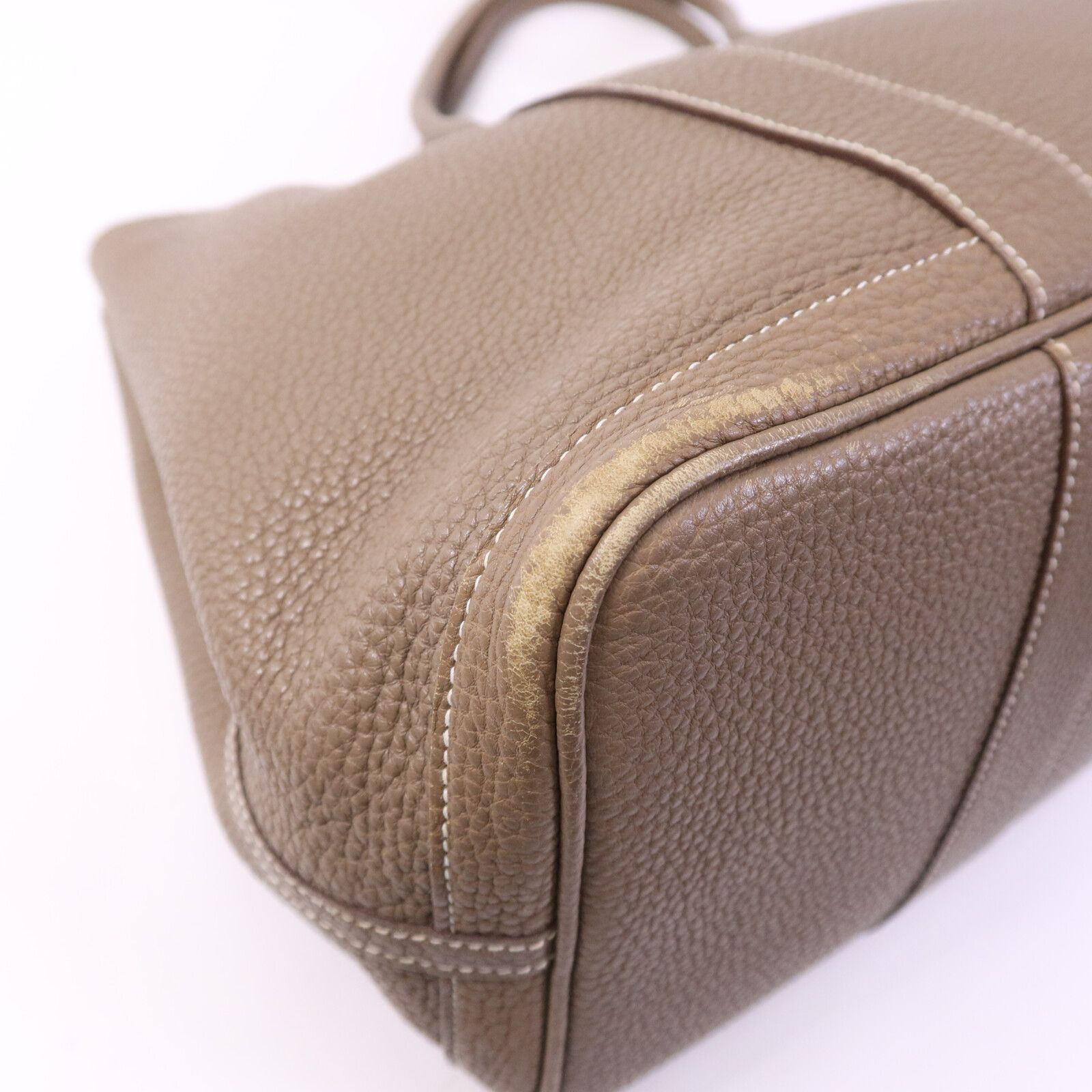 Clemence Leather Garden Party Pm Handmade Bag Etoupe Tote Grey Gray — view 11