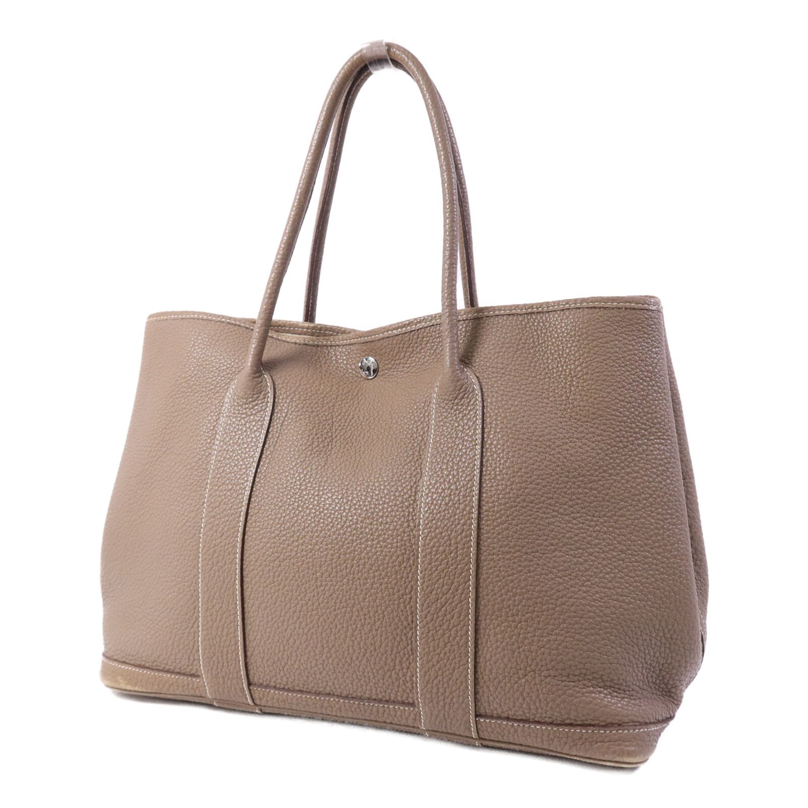 Clemence Leather Garden Party Pm Handmade Bag Etoupe Tote Grey Gray — view 3