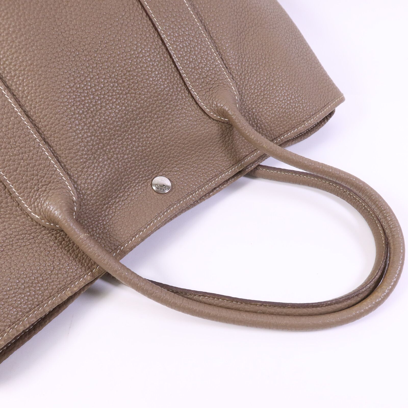 Clemence Leather Garden Party Pm Handmade Bag Etoupe Tote Grey Gray — view 9
