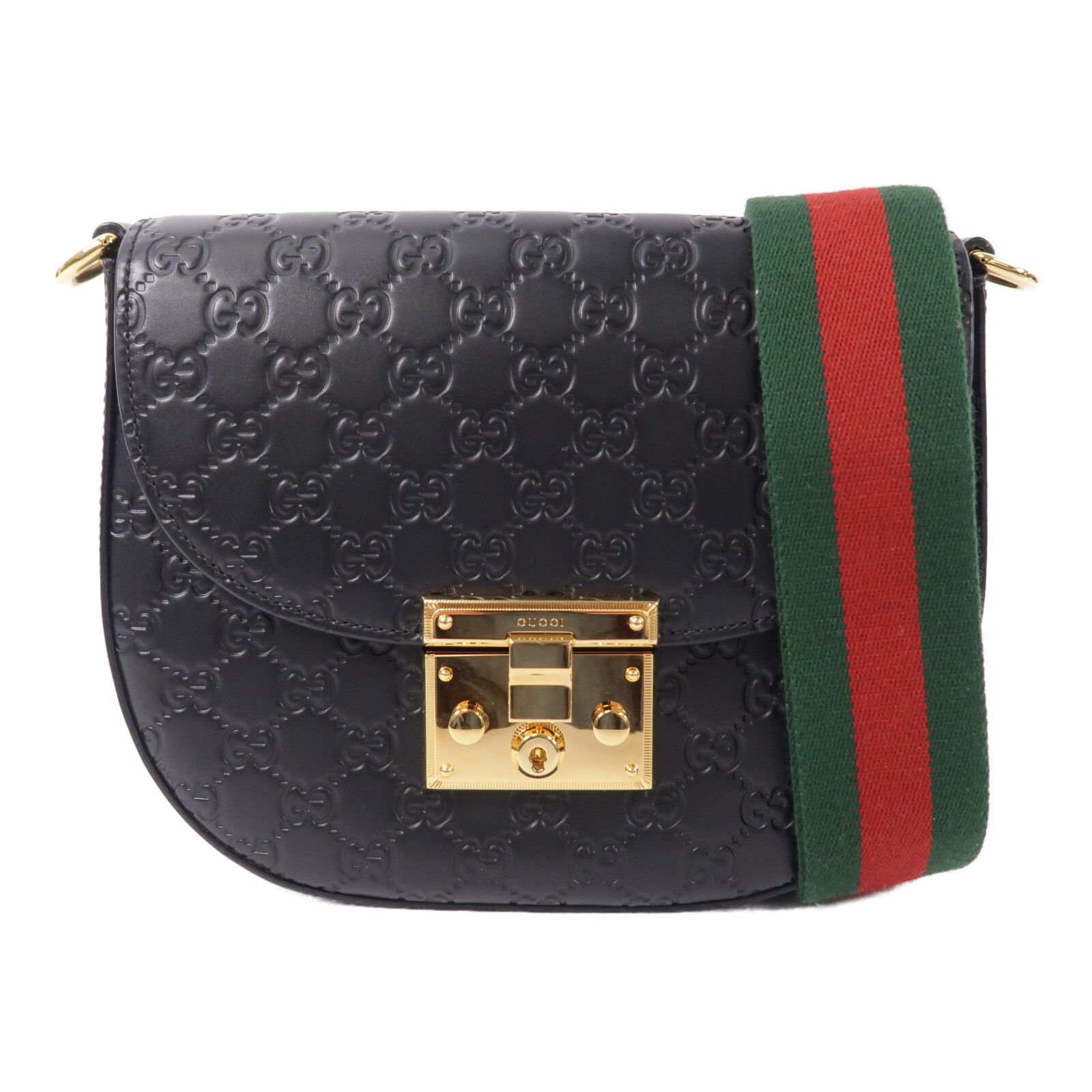 Guccissima Web Medium Padlock Messenger Shoulder Bag Black