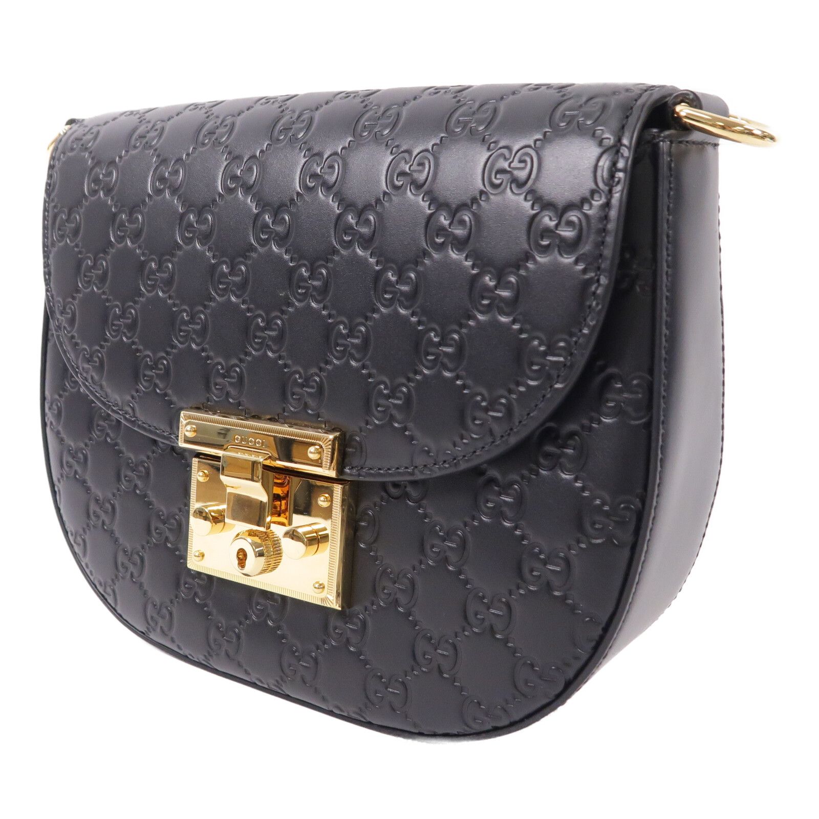Guccissima Web Medium Padlock Messenger Shoulder Bag Black — view 3
