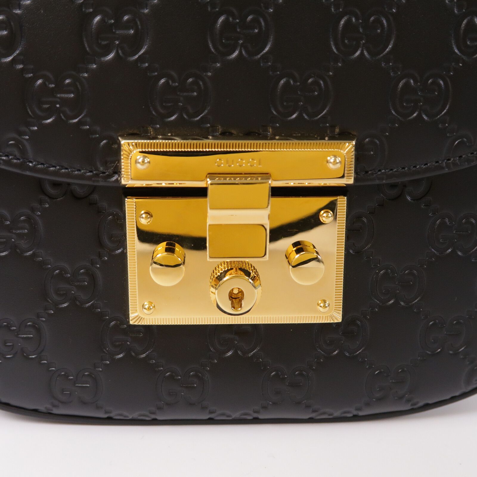 Guccissima Web Medium Padlock Messenger Shoulder Bag Black — view 6