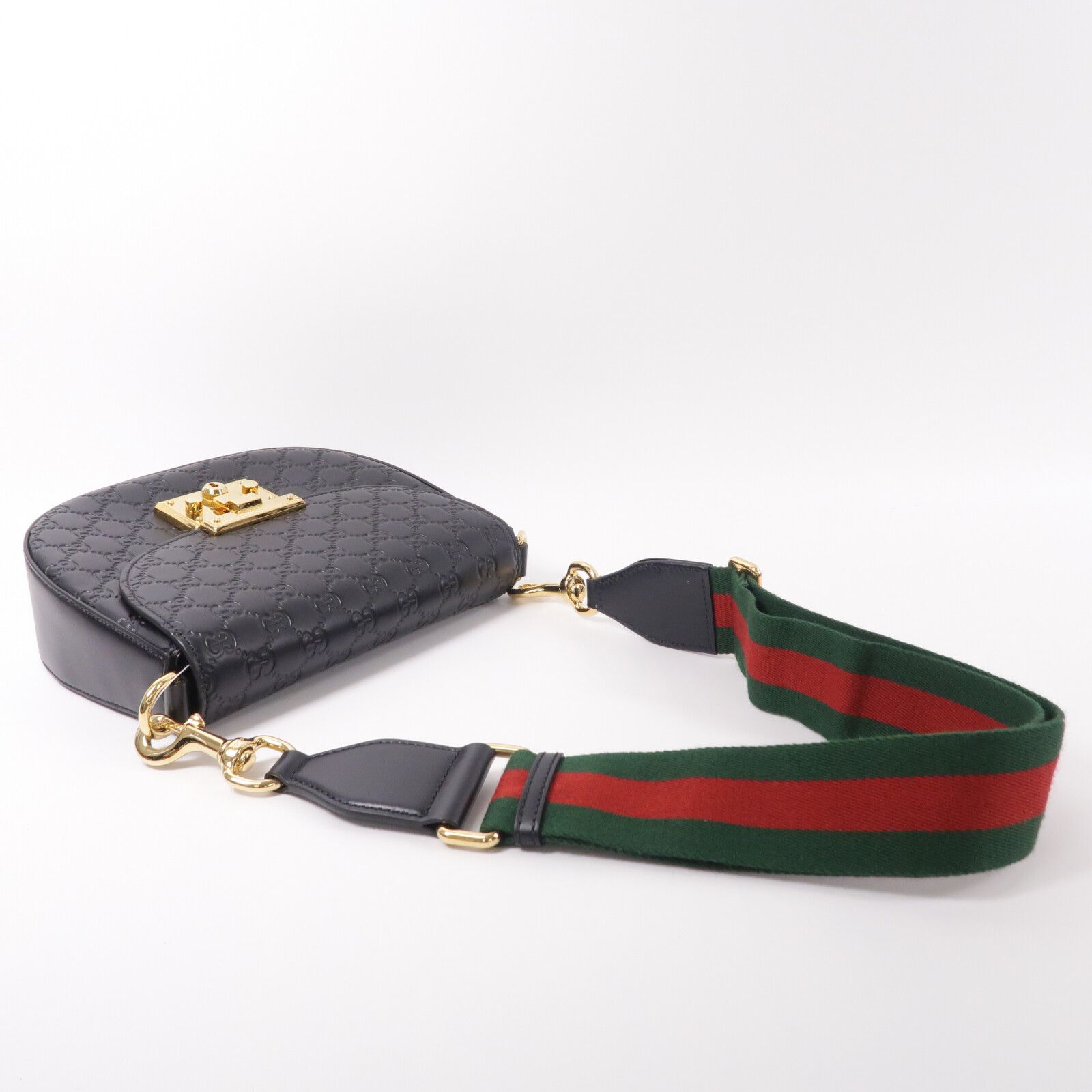 Guccissima Web Medium Padlock Messenger Shoulder Bag Black — view 9