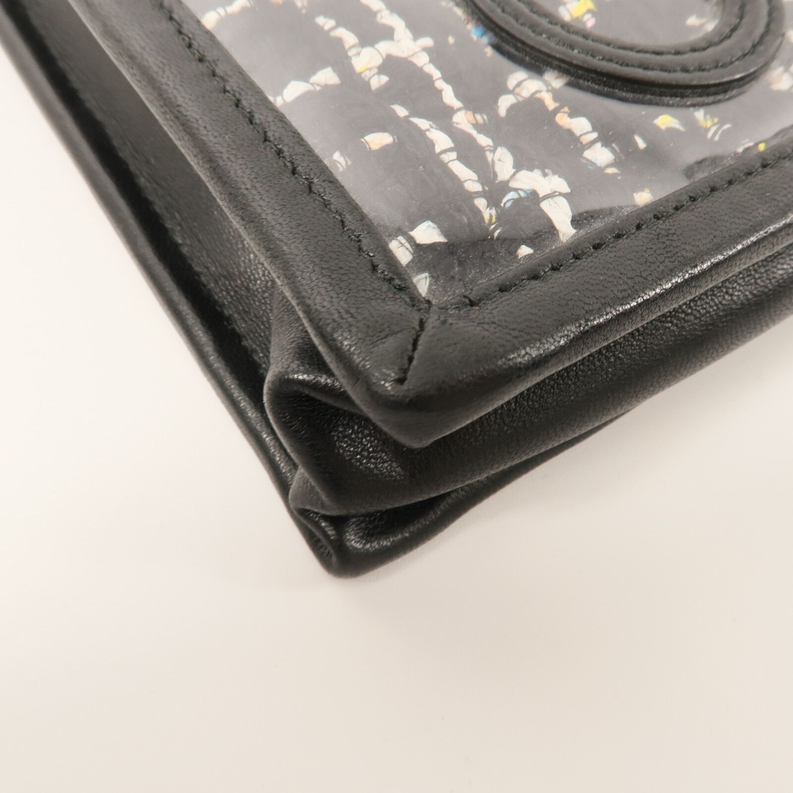 Black Tweed/PVC Logo Phone Pouch w/Chain Strap — view 12