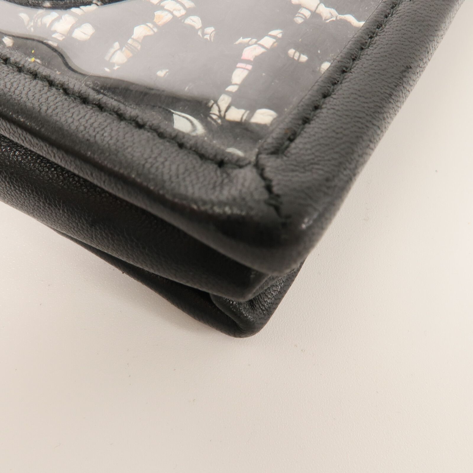 Black Tweed/PVC Logo Phone Pouch w/Chain Strap — view 13
