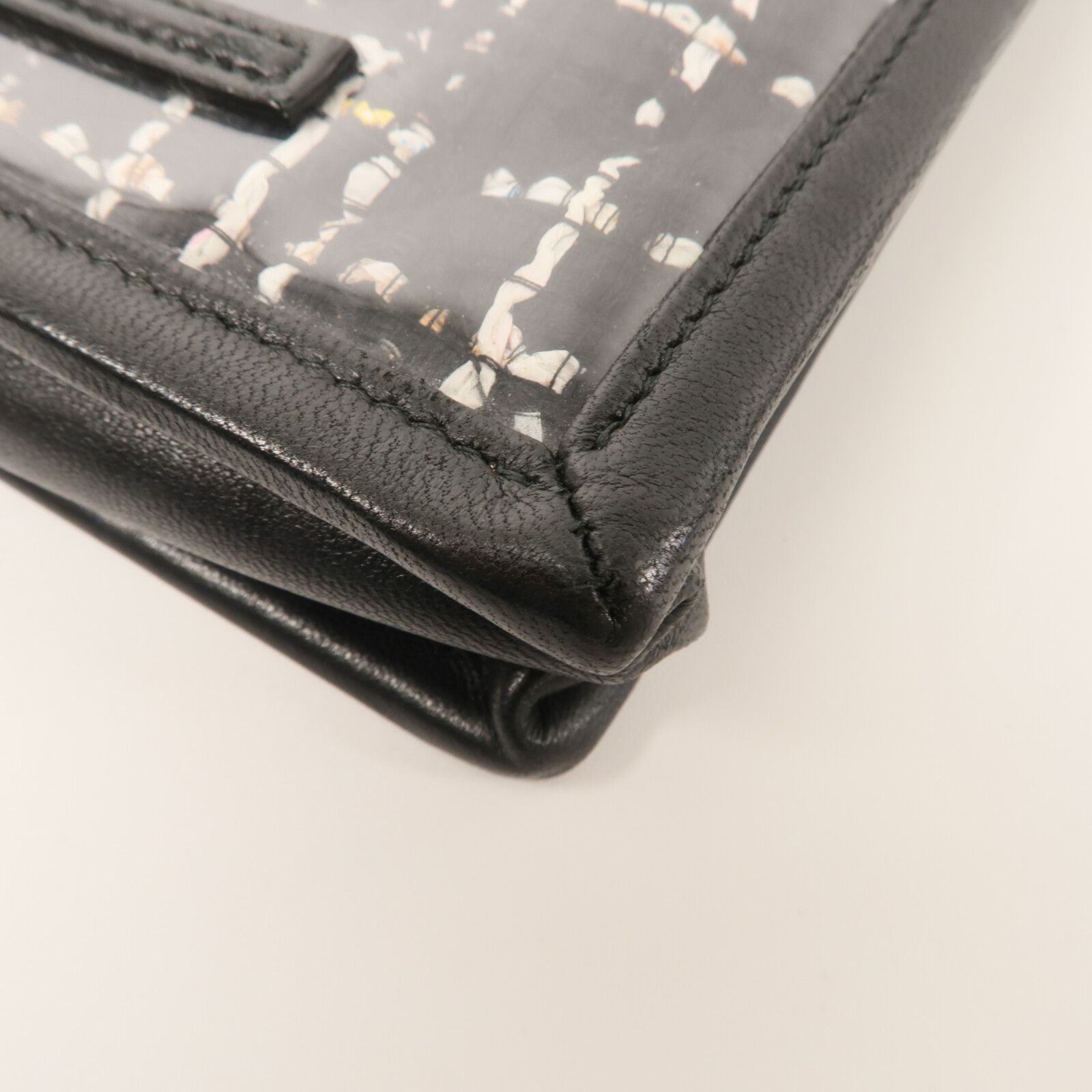 Black Tweed/PVC Logo Phone Pouch w/Chain Strap — view 15
