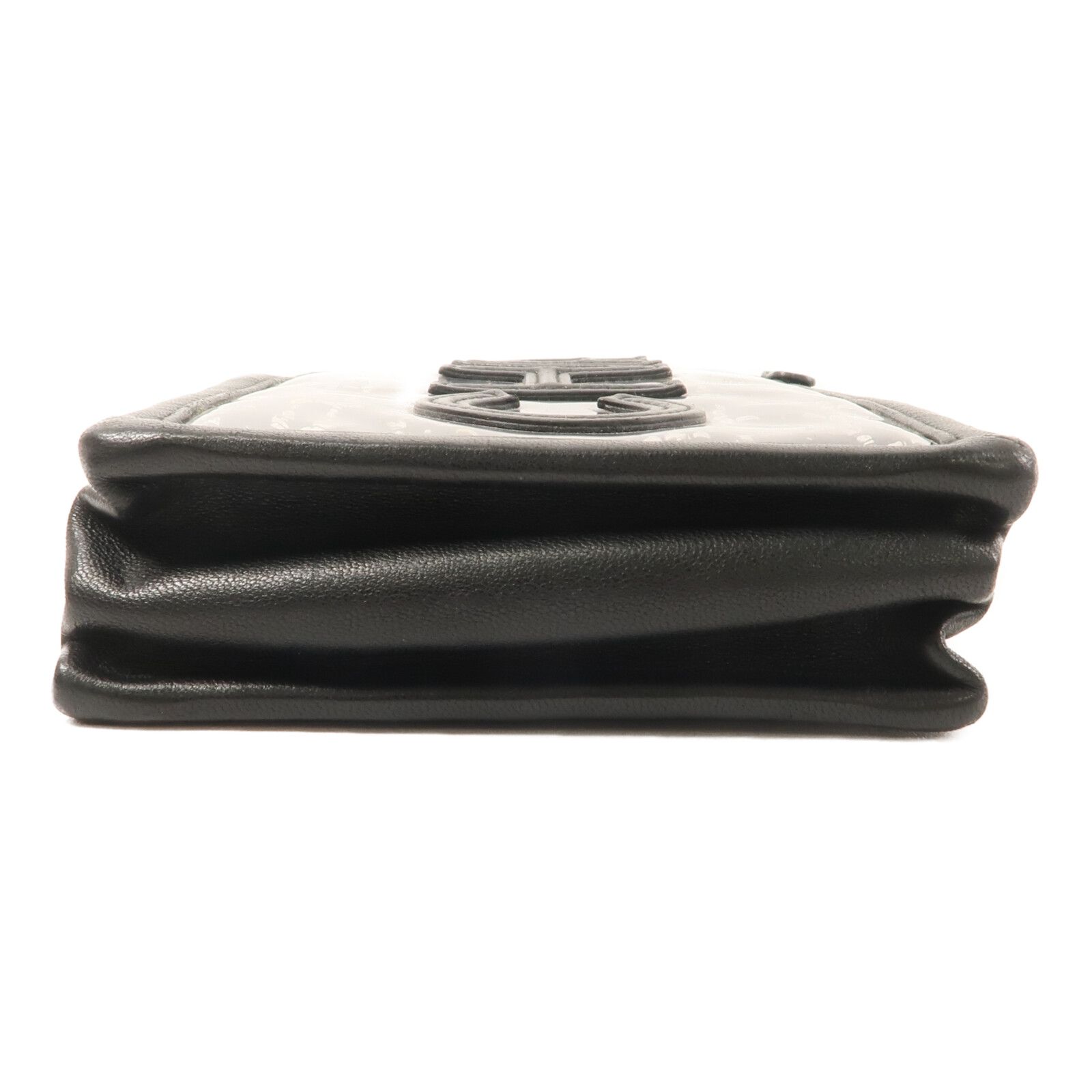 Black Tweed/PVC Logo Phone Pouch w/Chain Strap — view 4