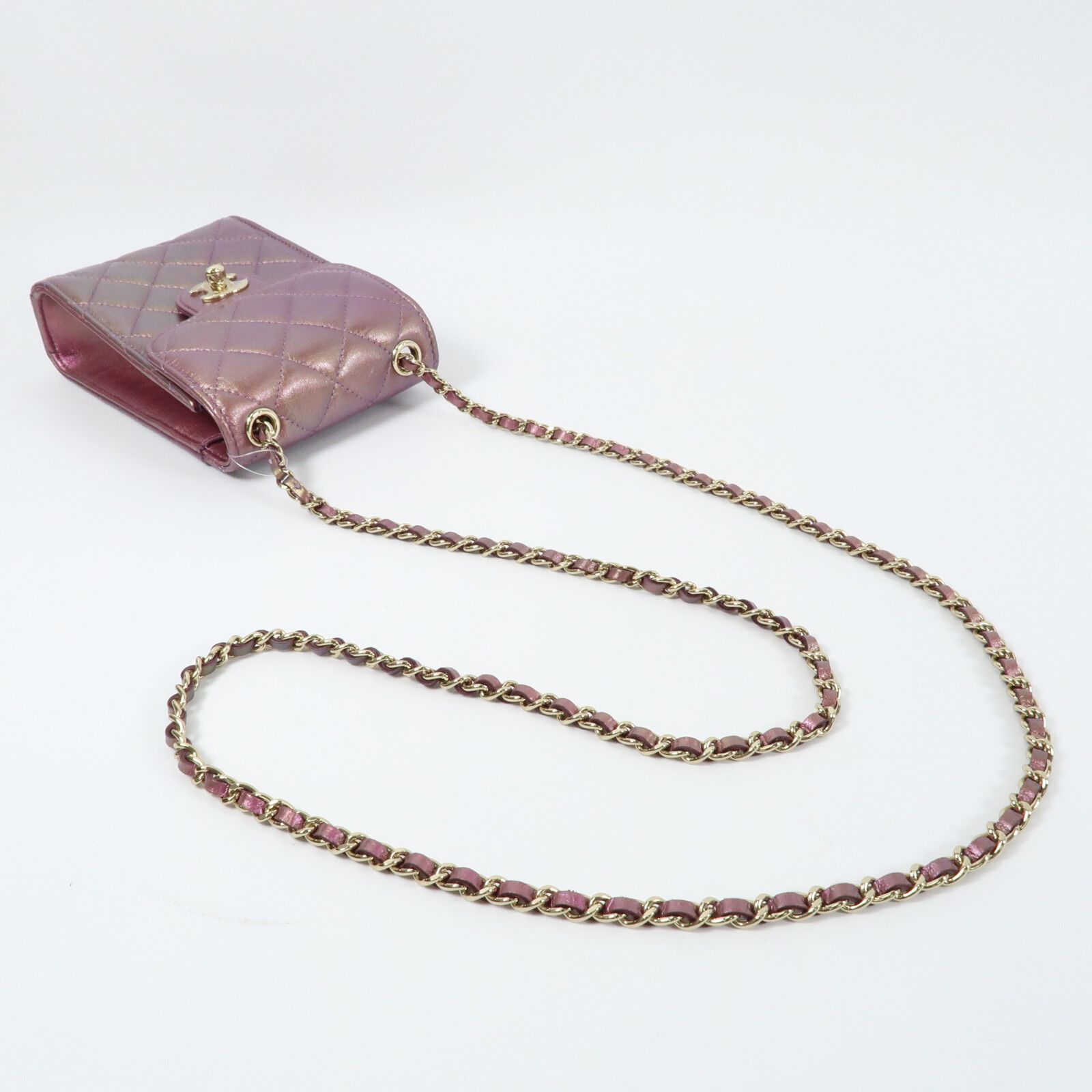 Purple Metallic Purpie Sheepskin Leather Phone Case Golden Strap Shoulder Bag Lambskin (sheep Leath — view 14