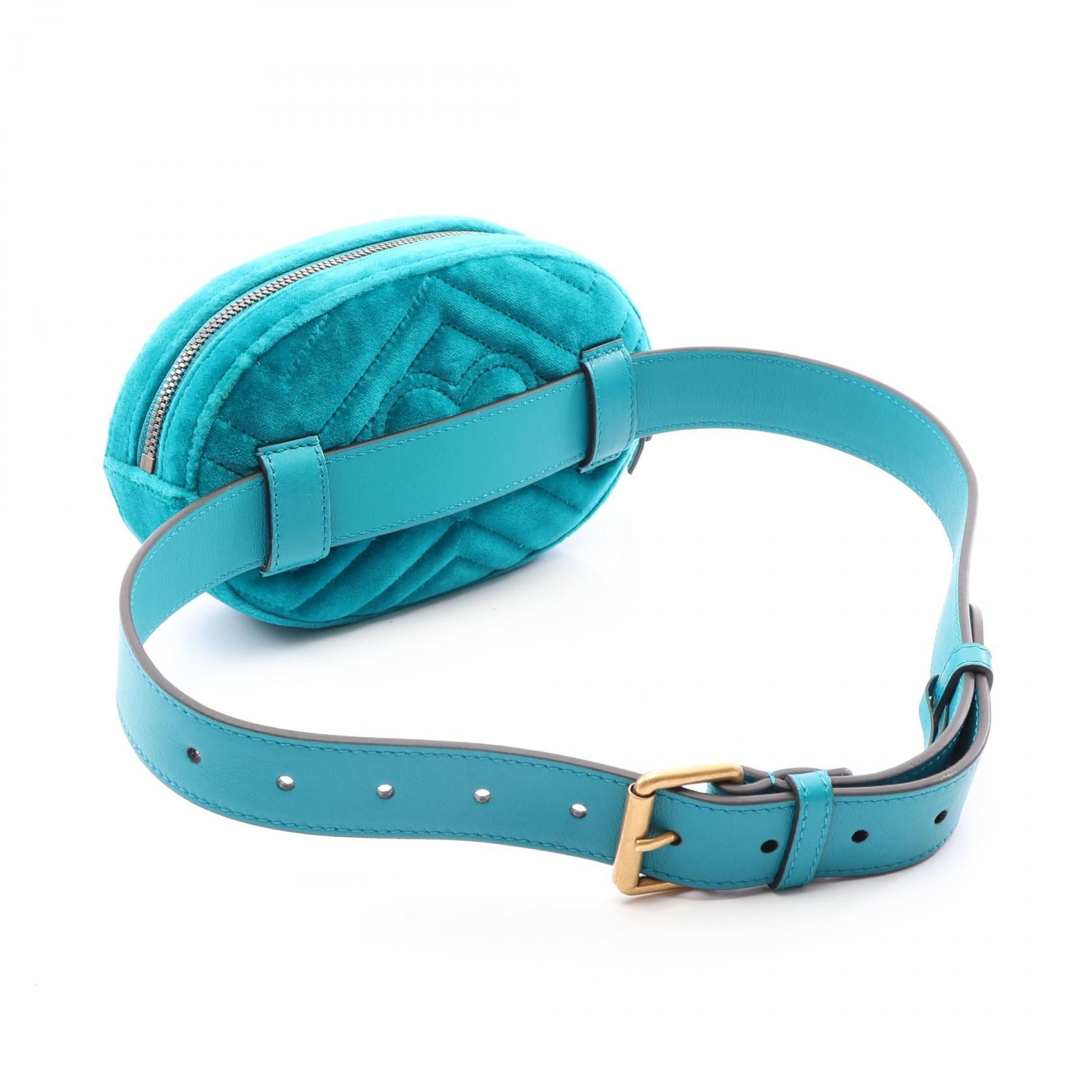 Gg Marmont Waist Bag Green Velvet Leather 476434 — view 2