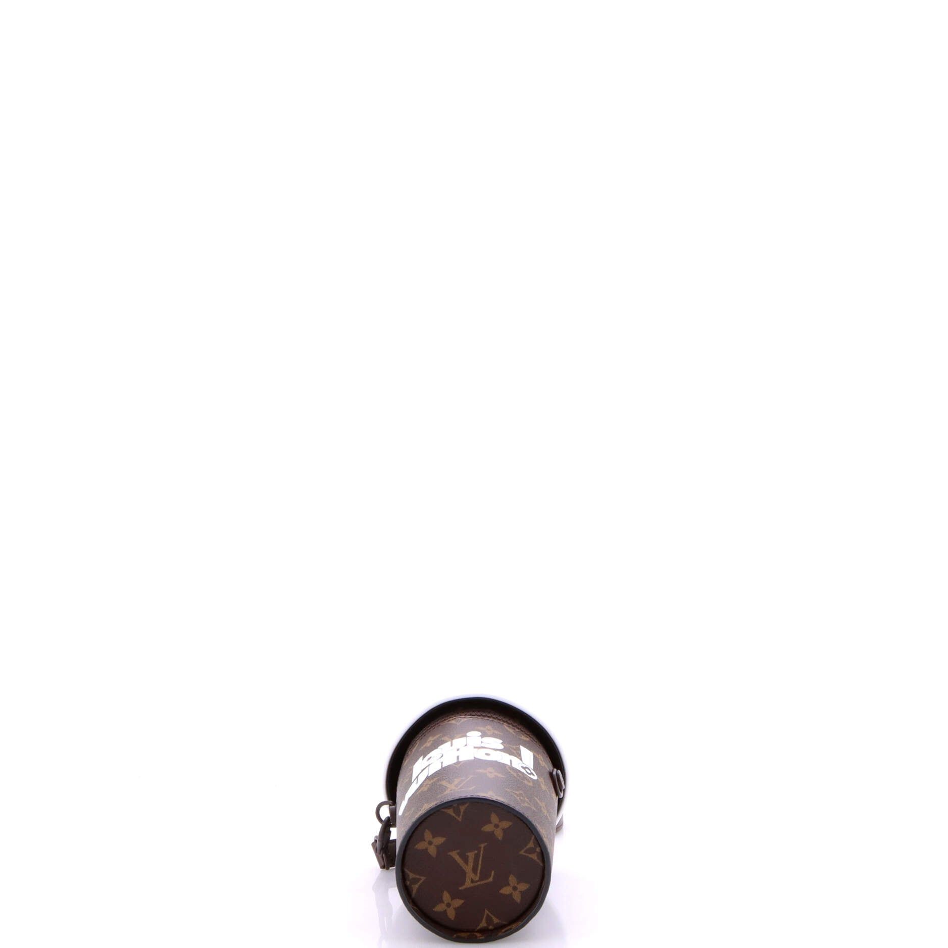 Signature Vintage Everyday Coffee Cup Convertible Pouch  Brown Signature Monogram Canvas Metal Brass — view 4