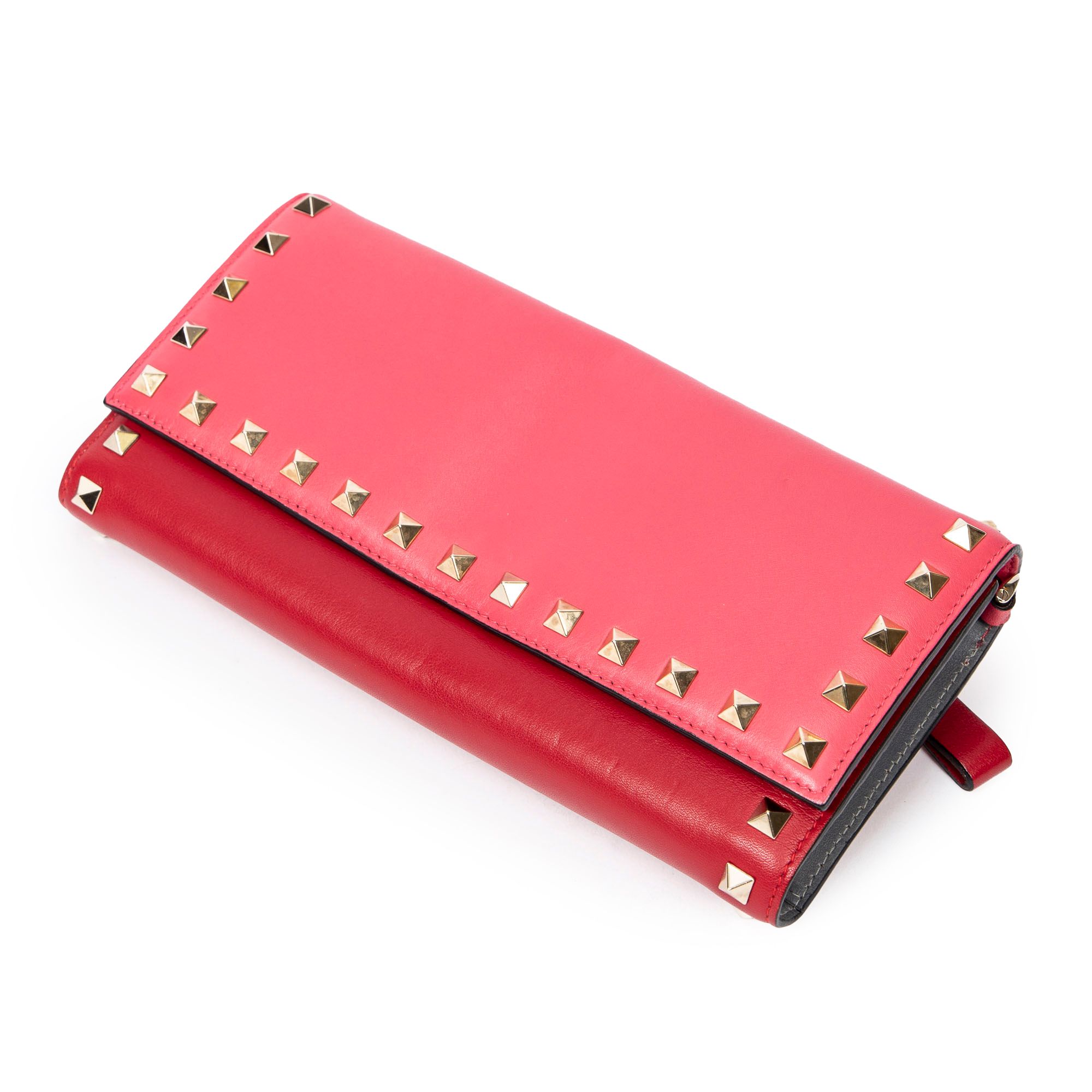 Rockstud Trifold Travel Wallet  Studded Calfskin Leather