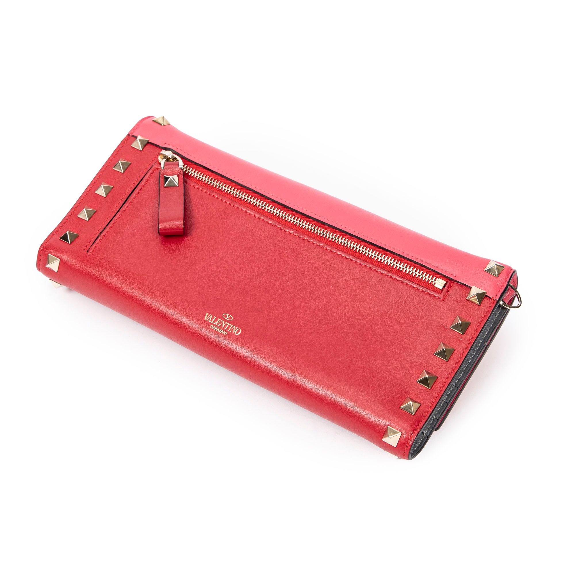 Rockstud Trifold Travel Wallet  Studded Calfskin Leather — view 2