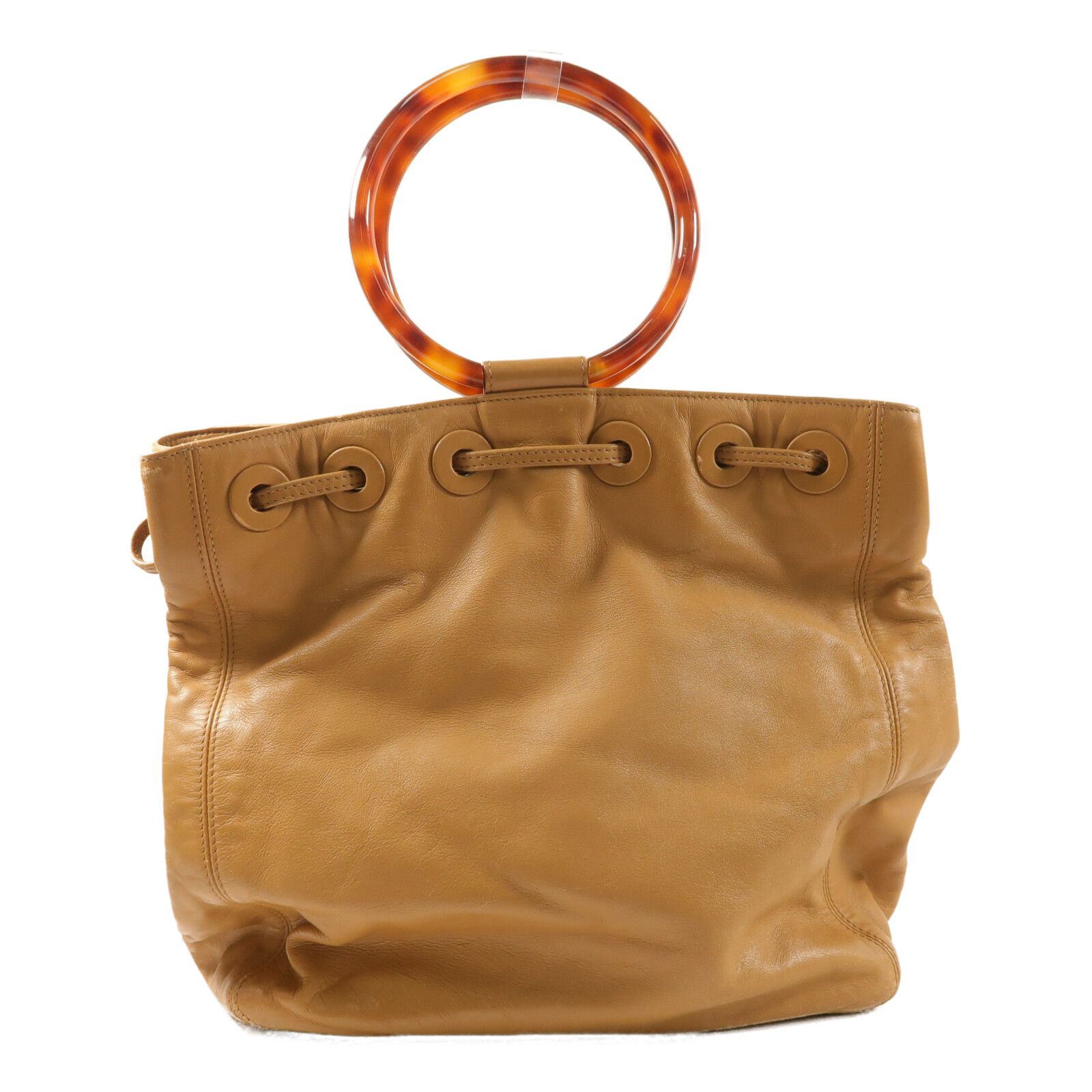 Vintage Resin Handle Drawstring Bucket Bag — view 2