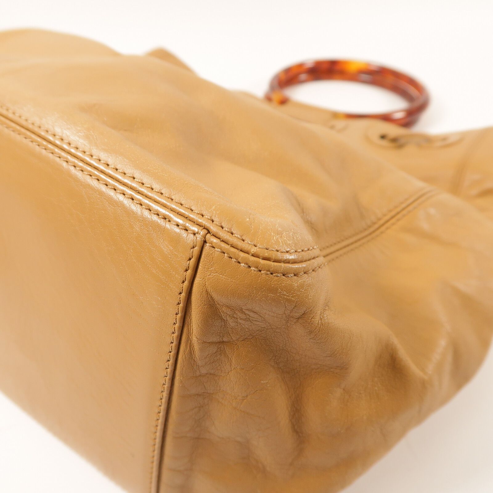 Vintage Resin Handle Drawstring Bucket Bag — view 11