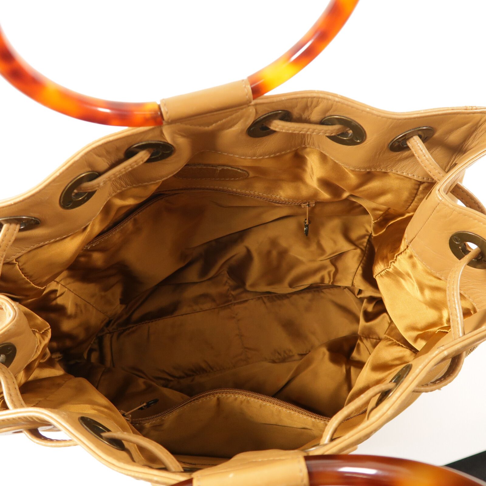 Vintage Resin Handle Drawstring Bucket Bag — view 5
