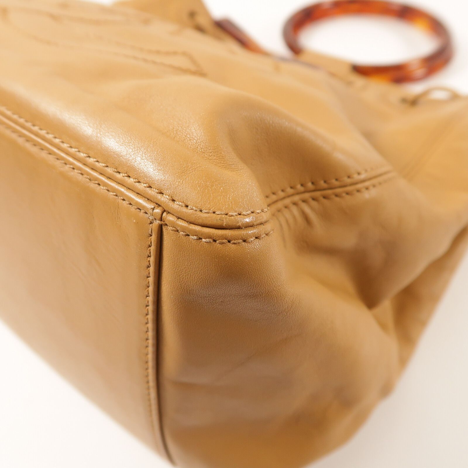 Vintage Resin Handle Drawstring Bucket Bag — view 9