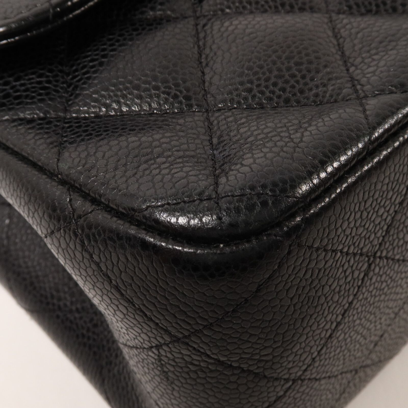 Black Cowhide Leather Large Classic Crossbody Back Bag Calfskin (cowhide) — view 11