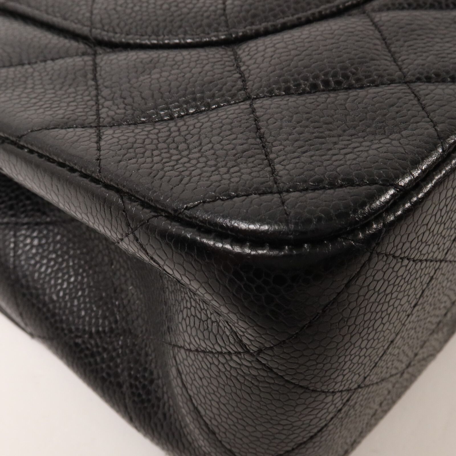 Black Cowhide Leather Large Classic Crossbody Back Bag Calfskin (cowhide) — view 13