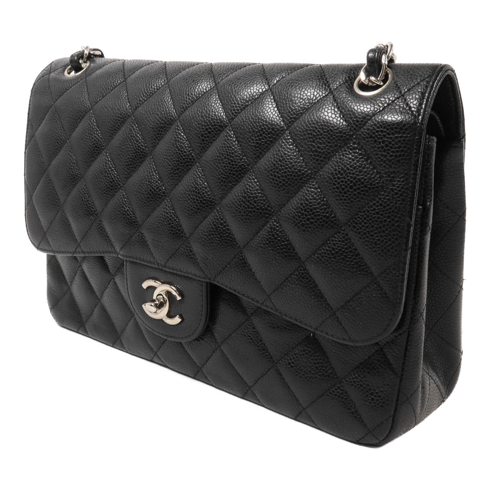 Black Cowhide Leather Large Classic Crossbody Back Bag Calfskin (cowhide) — view 3