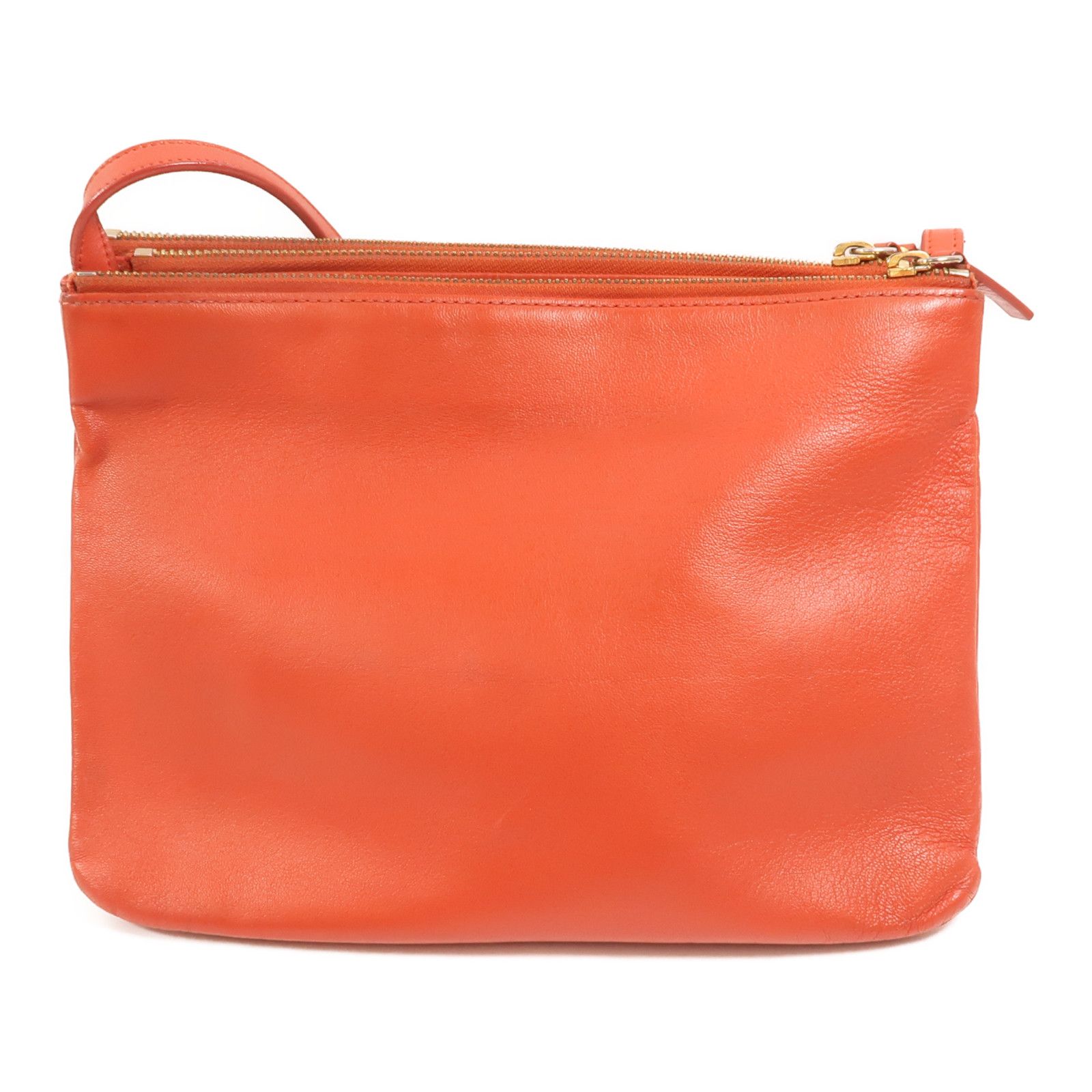 Large Orange Calfskin Leather Trio Bag — view 2