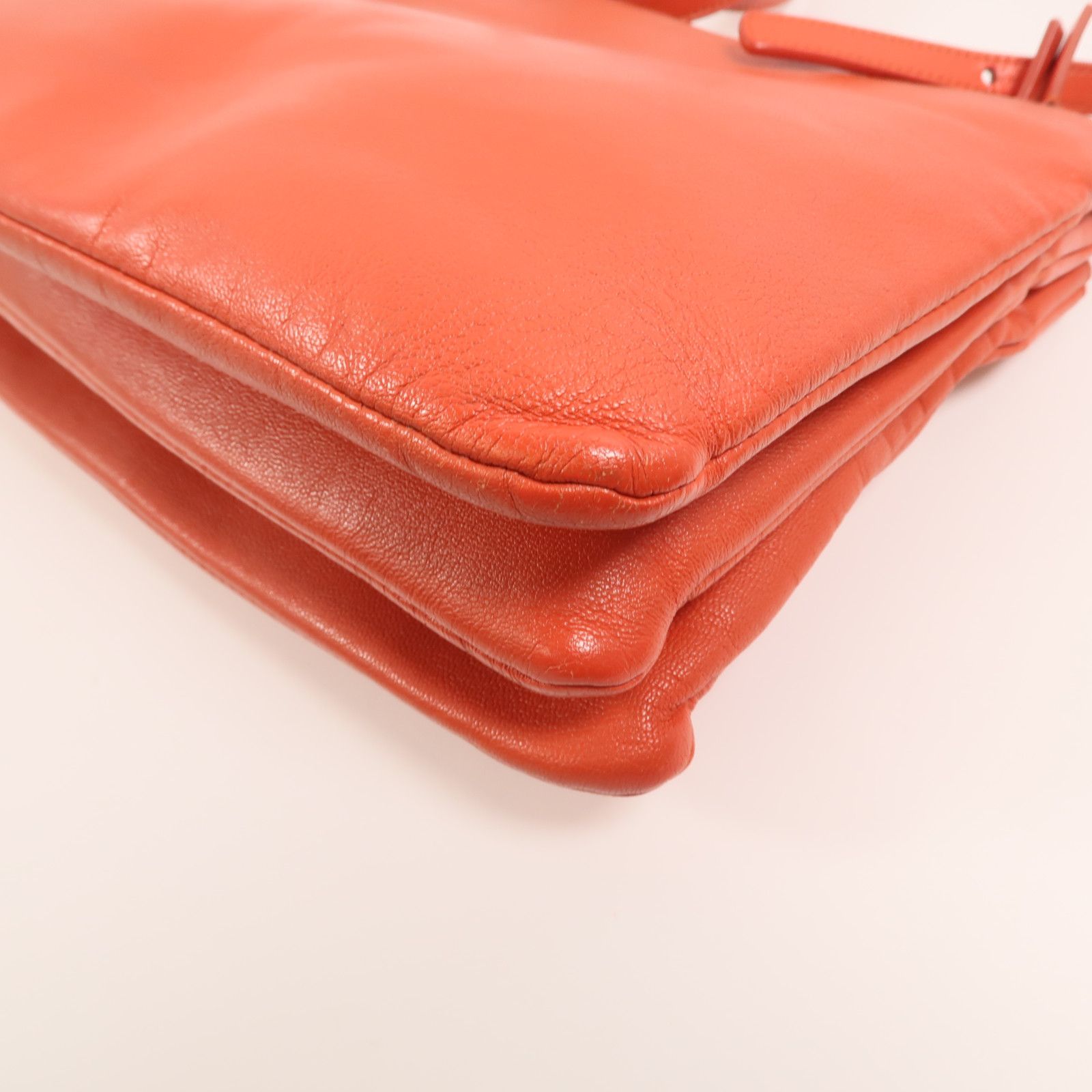 Large Orange Calfskin Leather Trio Bag — view 12
