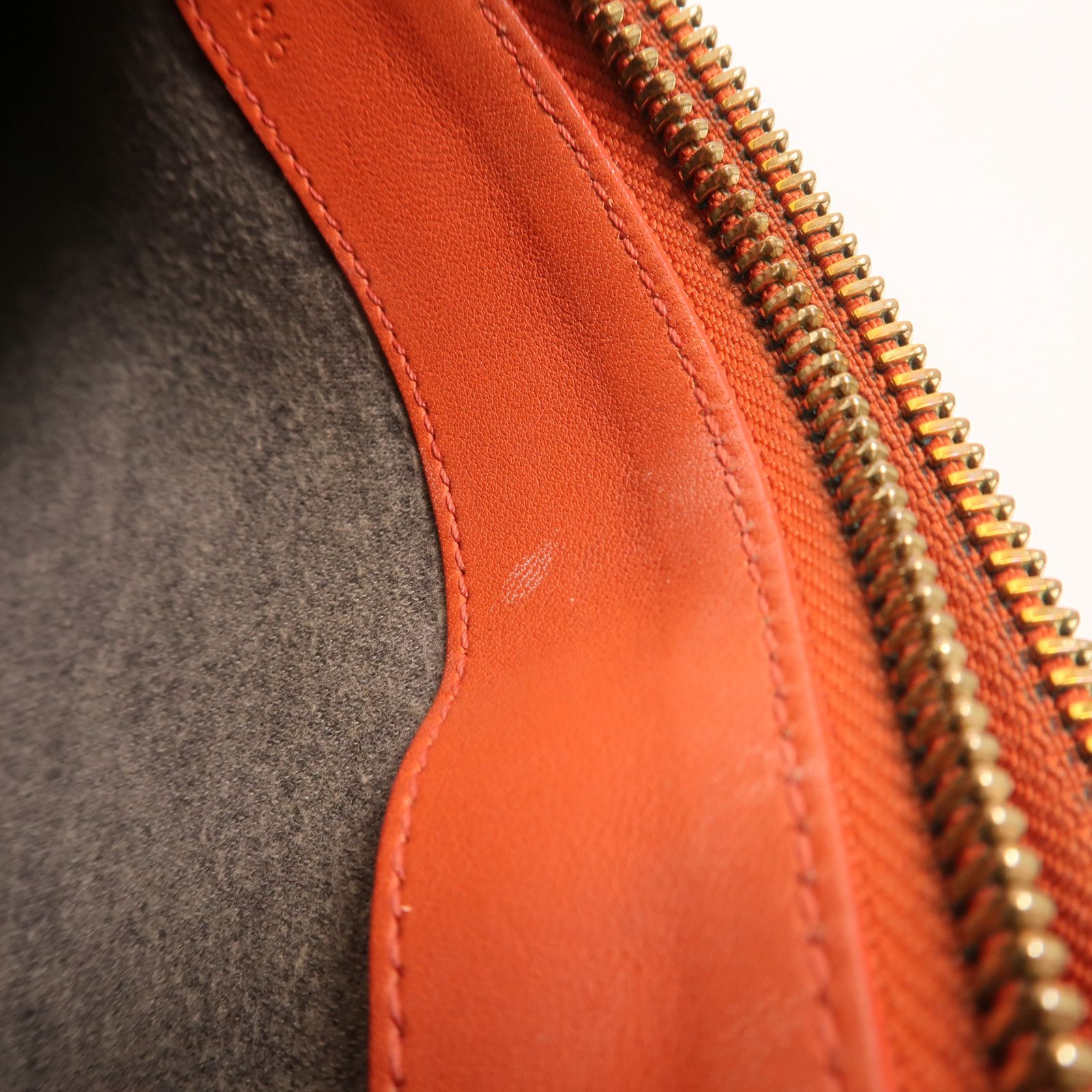 Large Orange Calfskin Leather Trio Bag — view 17