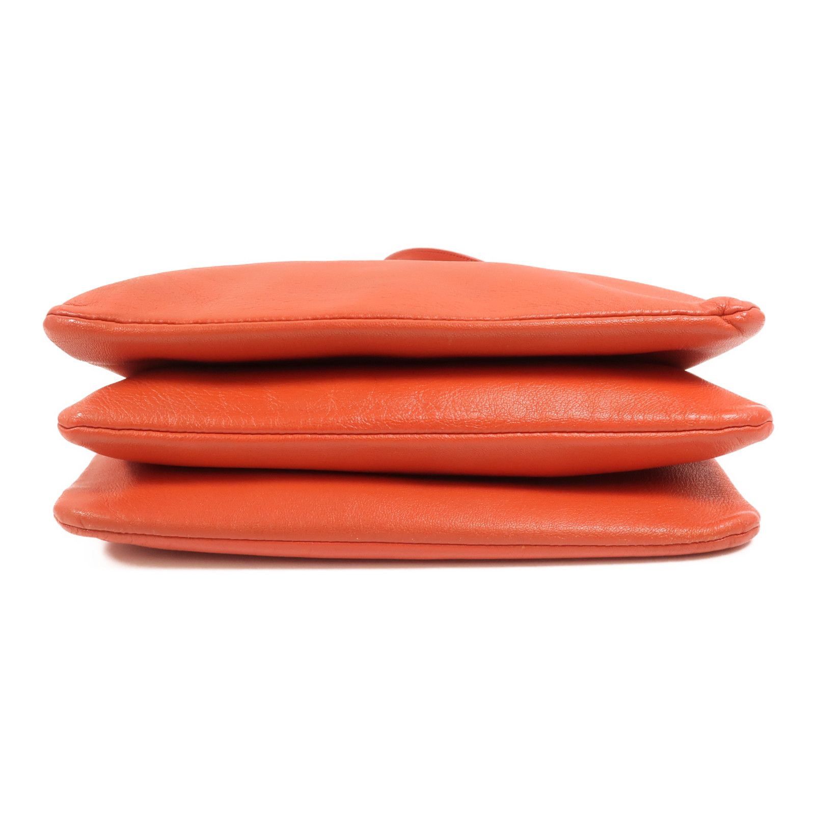 Large Orange Calfskin Leather Trio Bag — view 4