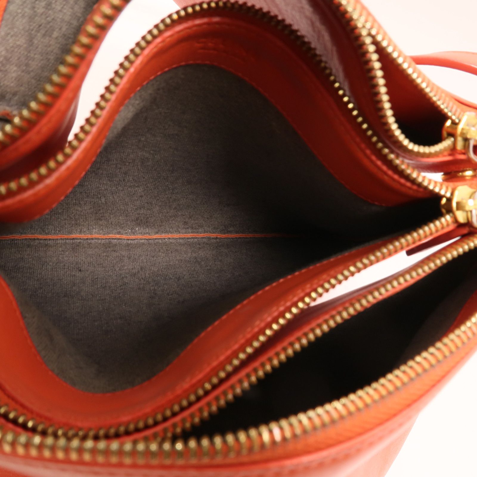 Large Orange Calfskin Leather Trio Bag — view 5