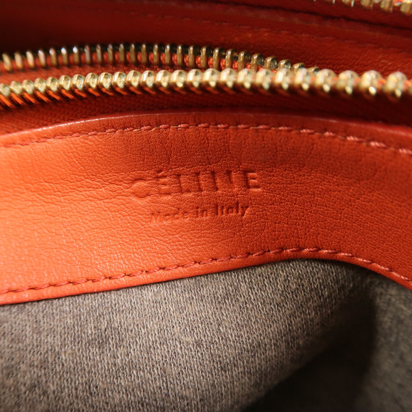 Large Orange Calfskin Leather Trio Bag — view 6
