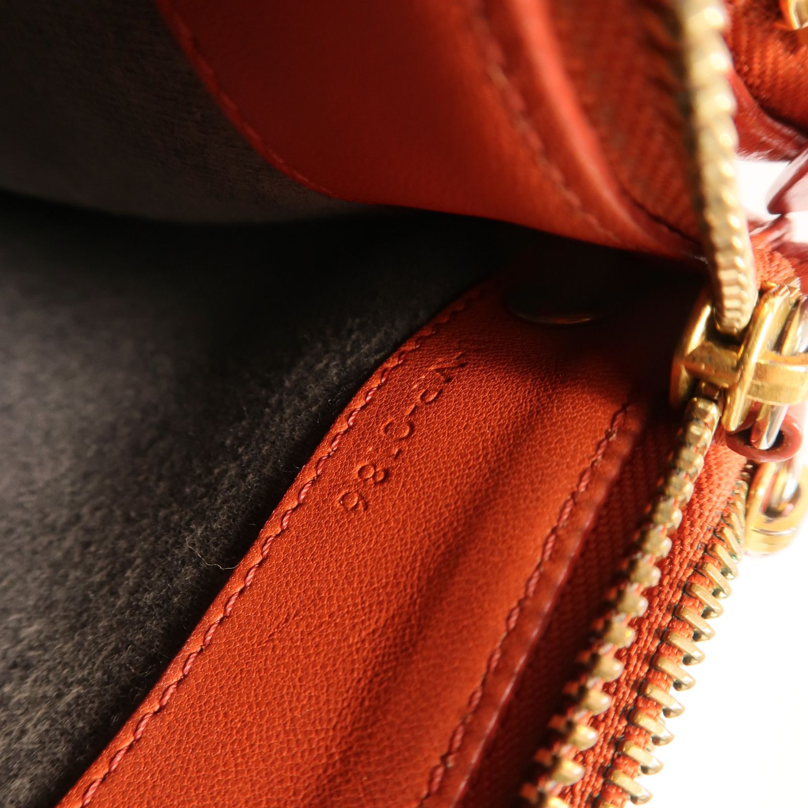 Large Orange Calfskin Leather Trio Bag — view 7