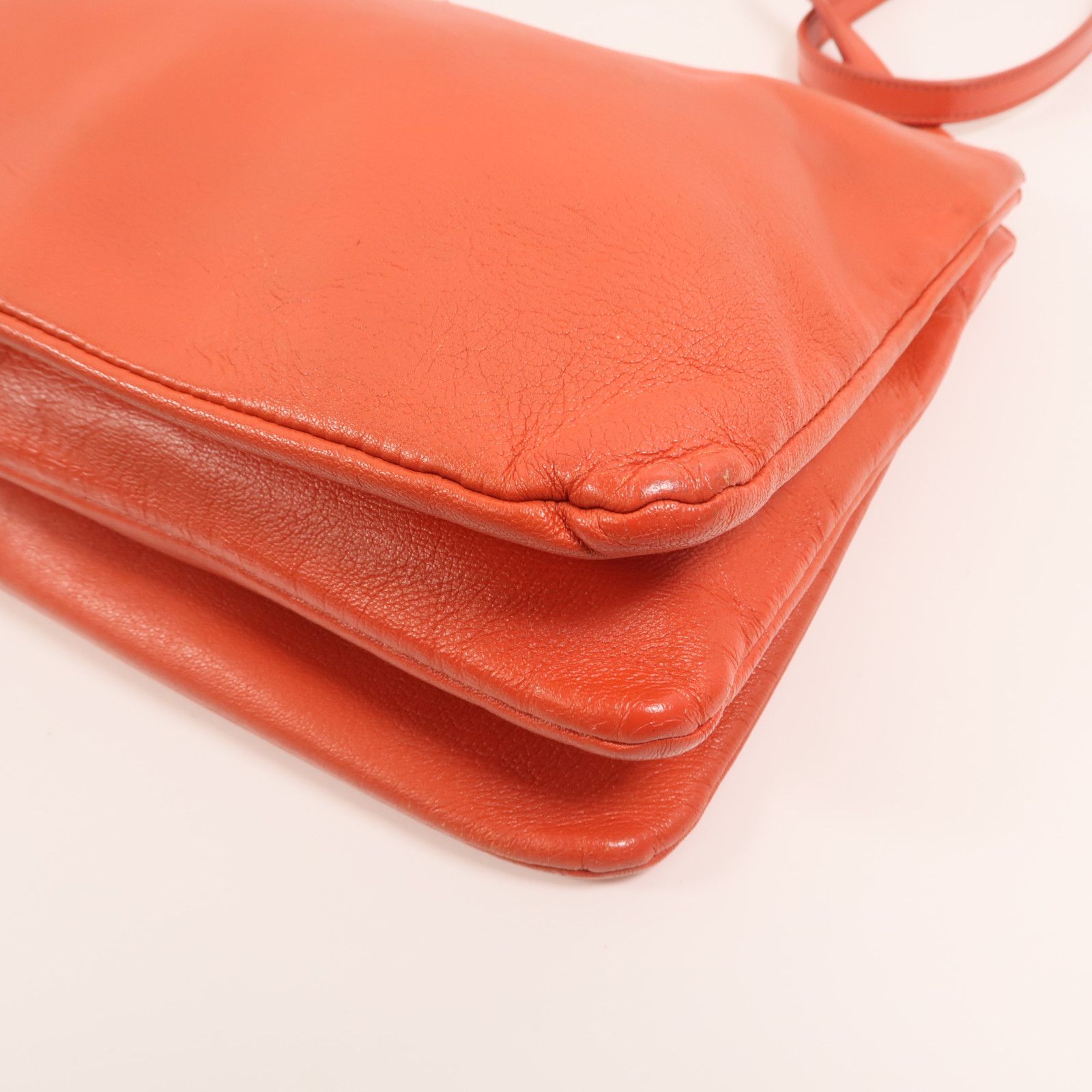 Large Orange Calfskin Leather Trio Bag — view 10