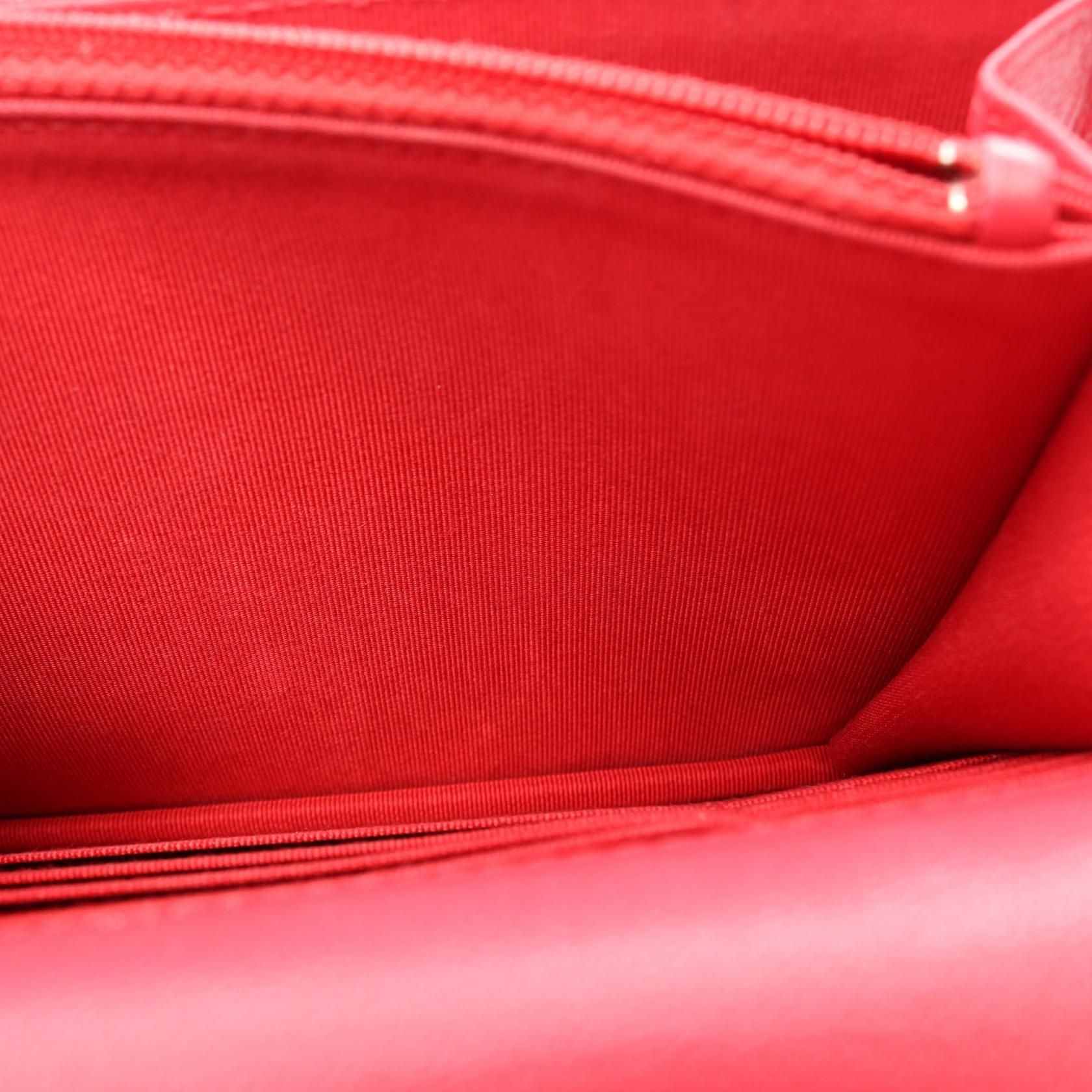 Red Chevron V Stitch Chain Wallet Shoulder Bag Calfskin (cowhide) — view 9