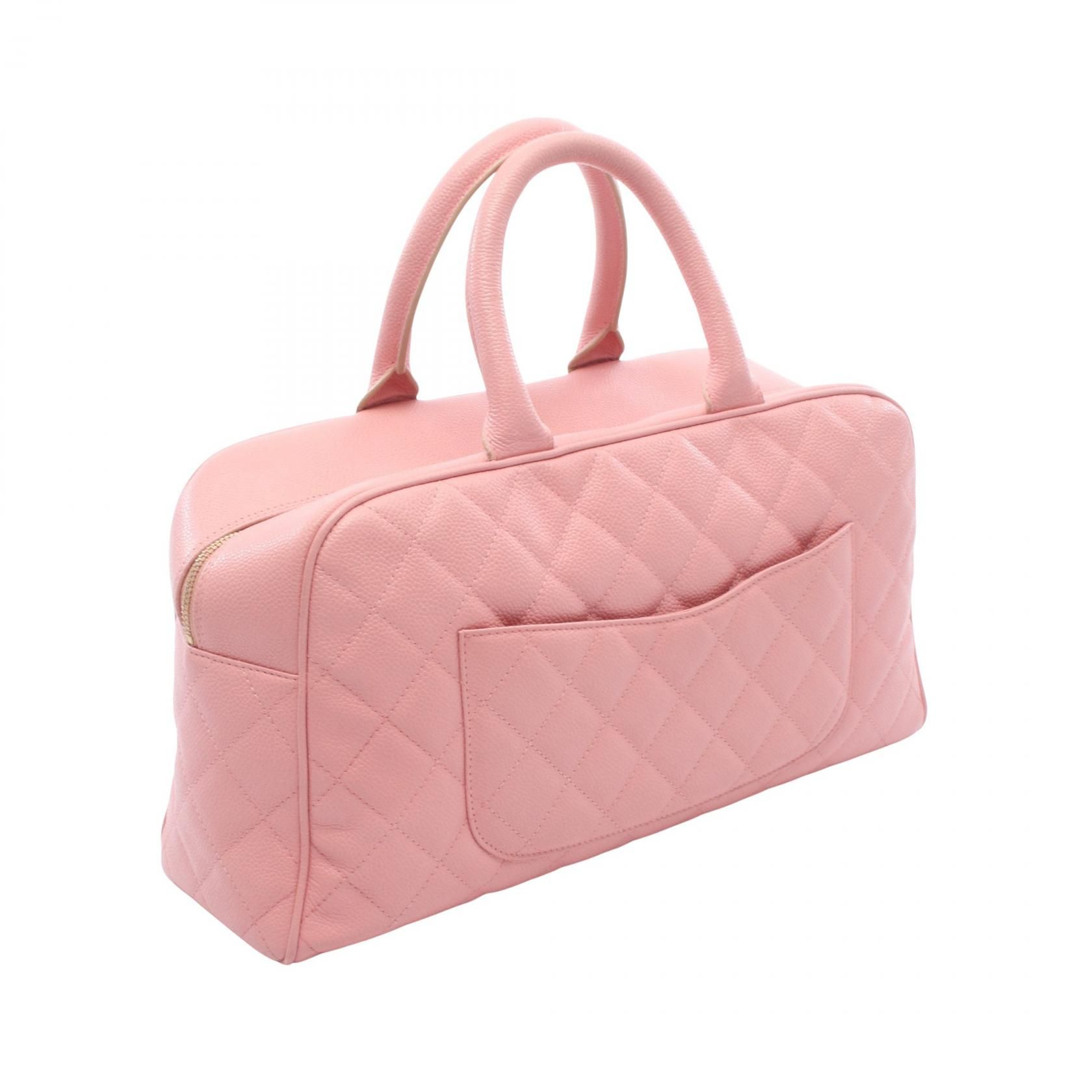 Pink Matelasse Coco Mark Bowling Bag Grained Calfskin — view 2