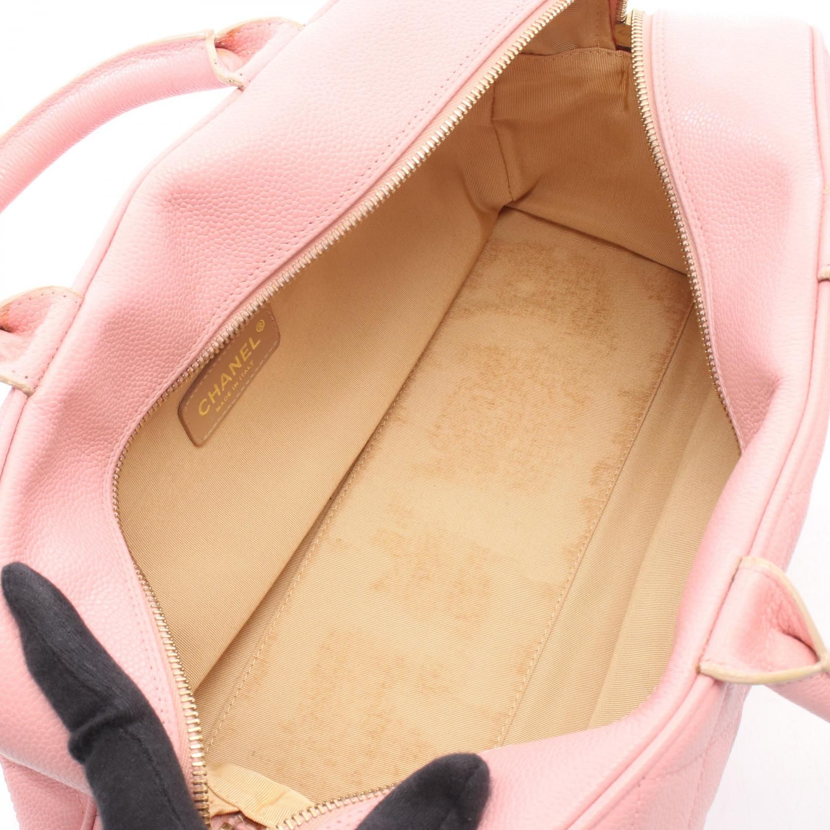 Pink Matelasse Coco Mark Bowling Bag Grained Calfskin — view 3