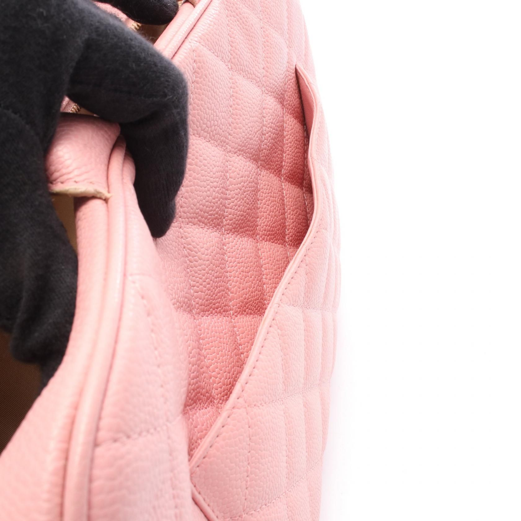Pink Matelasse Coco Mark Bowling Bag Grained Calfskin — view 6