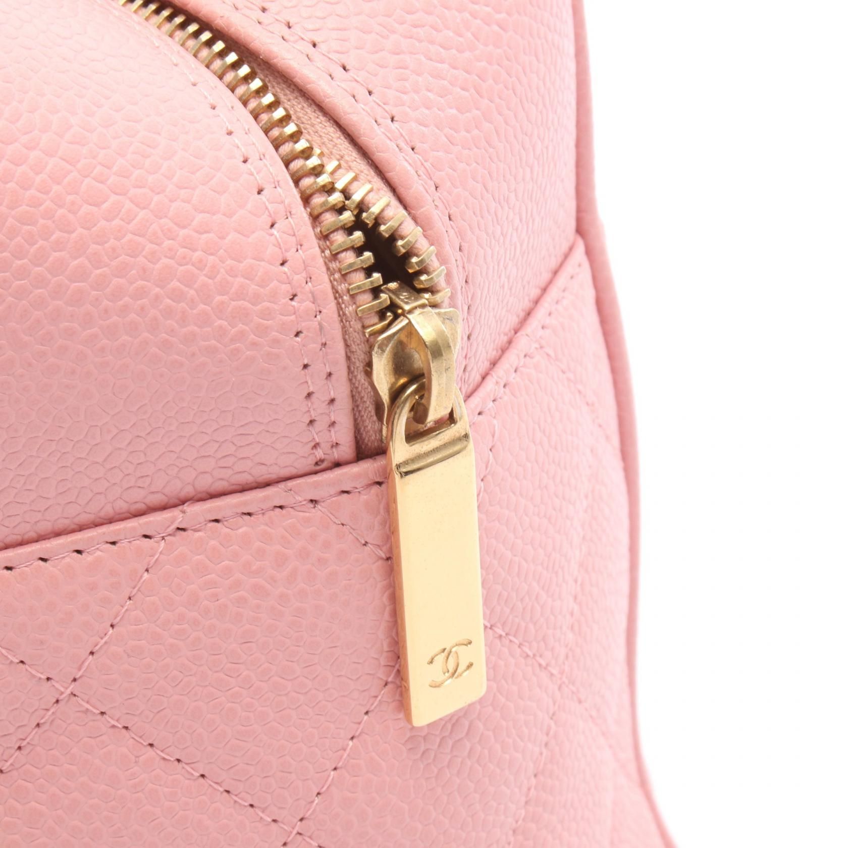 Pink Matelasse Coco Mark Bowling Bag Grained Calfskin — view 9