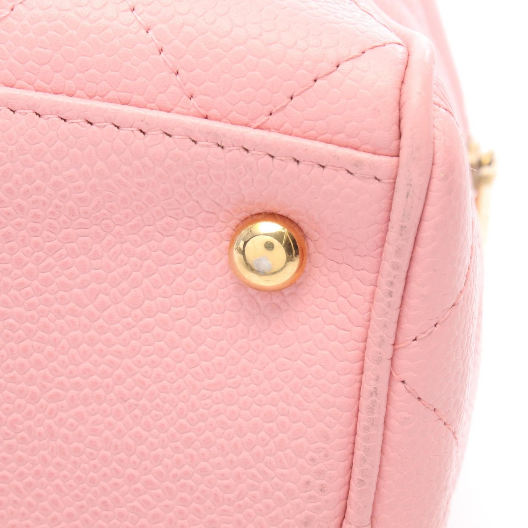 Pink Matelasse Coco Mark Bowling Bag Grained Calfskin — view 10