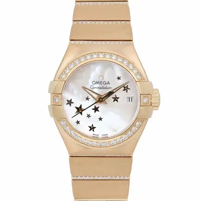 Constellation 18K Gold Diamond Mop Dial Womens Watch 123.55.27.20.05.002