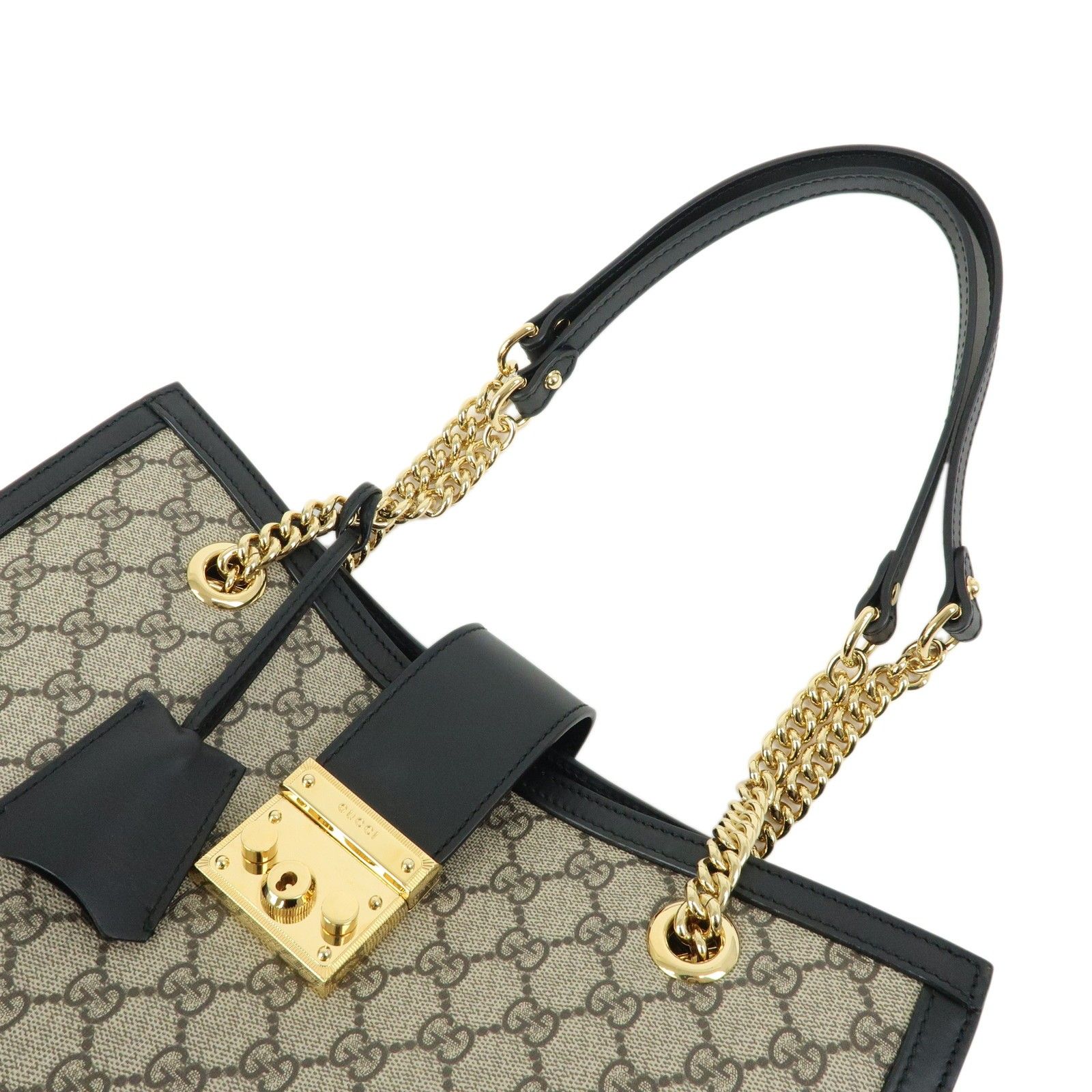 Padlock GG Supreme Leather Chain Shoulder Bag Beige Black 479197 — view 4