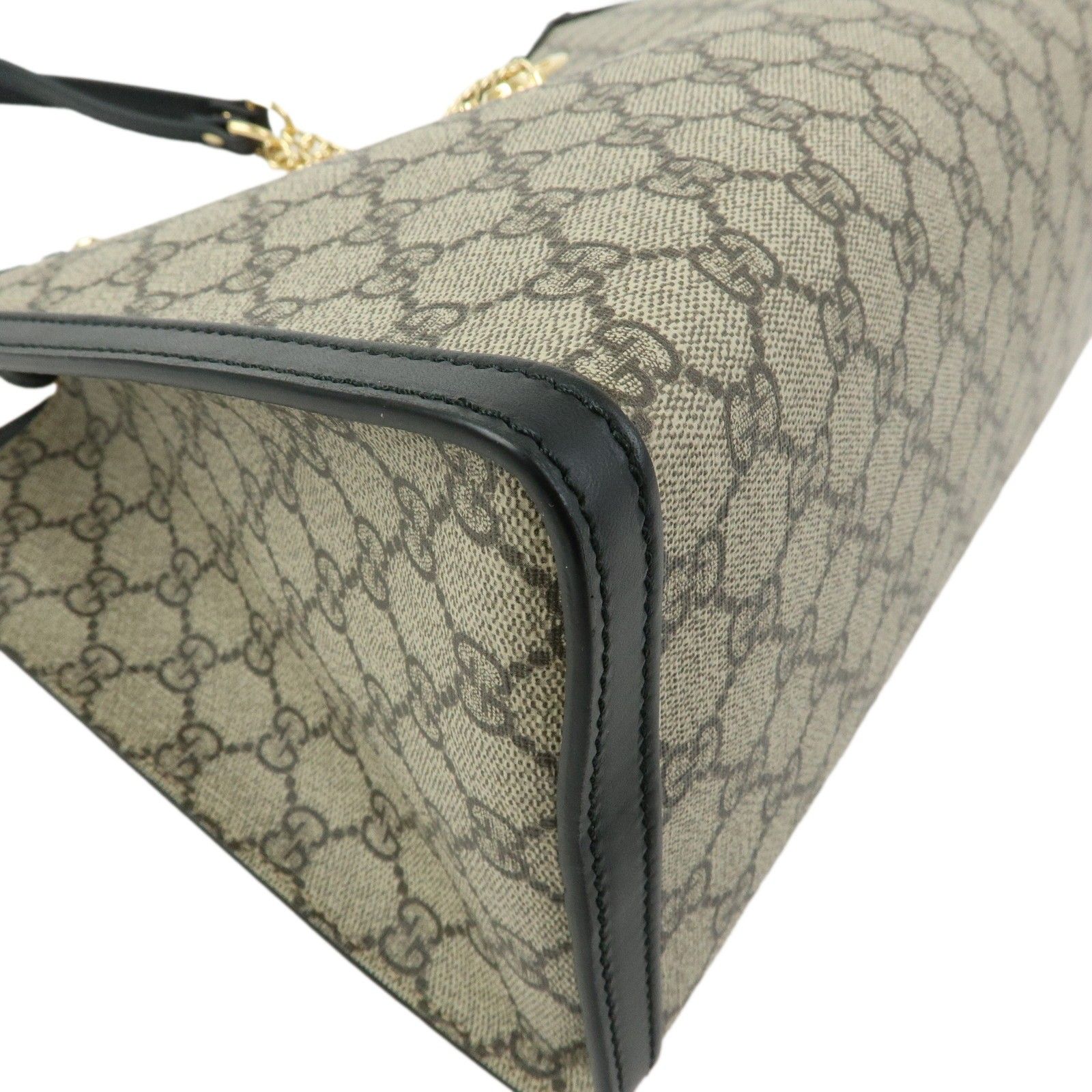 Padlock GG Supreme Leather Chain Shoulder Bag Beige Black 479197 — view 5