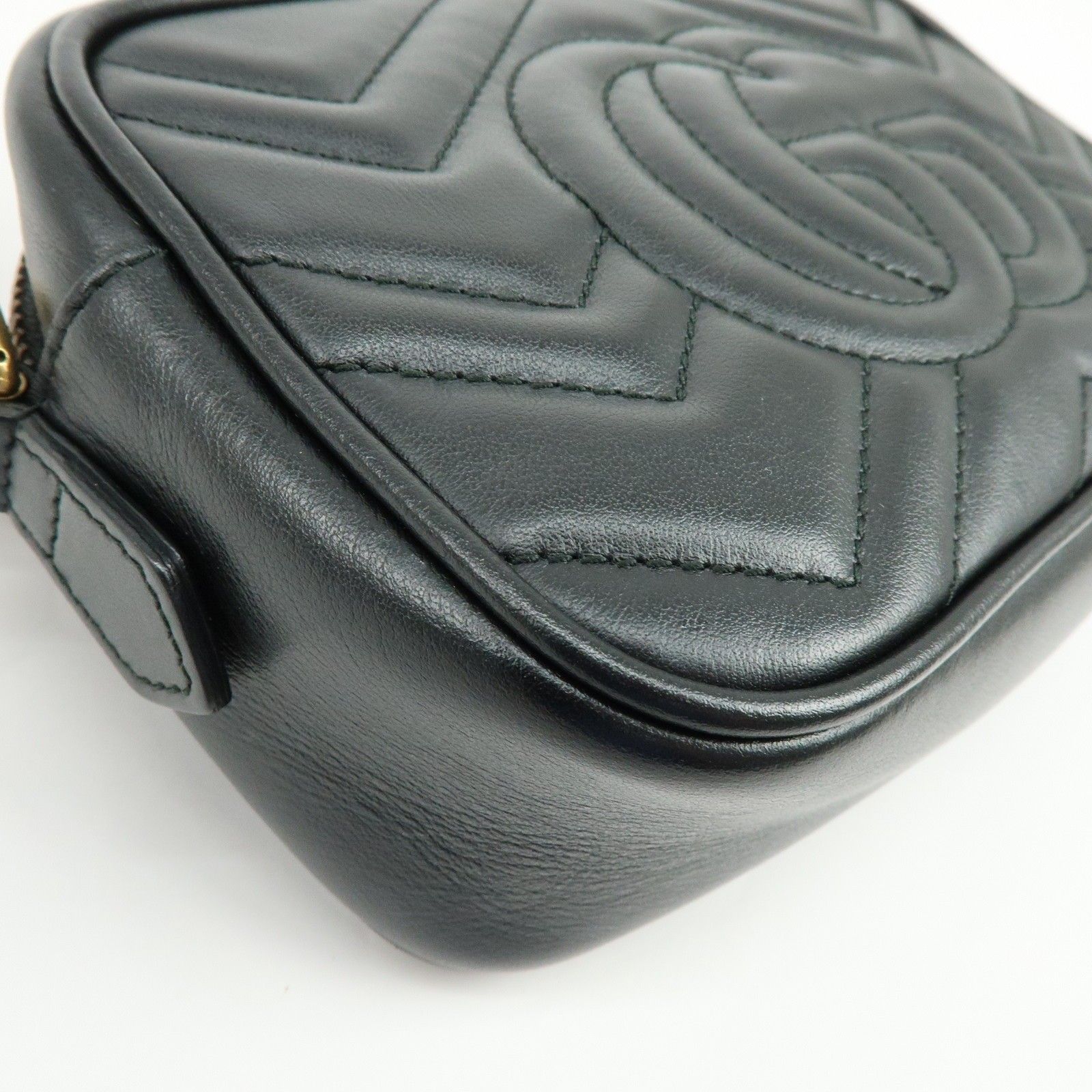 GG Marmont Leather Chevron Shoulder Crossbody Bag Black 448065 — view 13